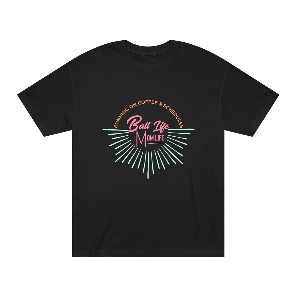 Ball Life Mom Life Graphic Tee — Running on Coffee & Schedules Retro Vibe