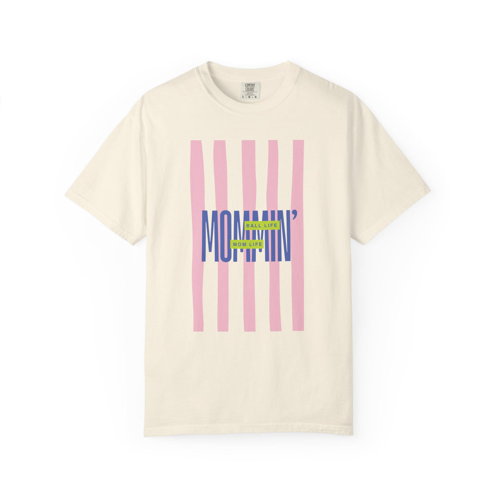 Pink Stripe T-Shirt - Mom Life Ball Life Tee