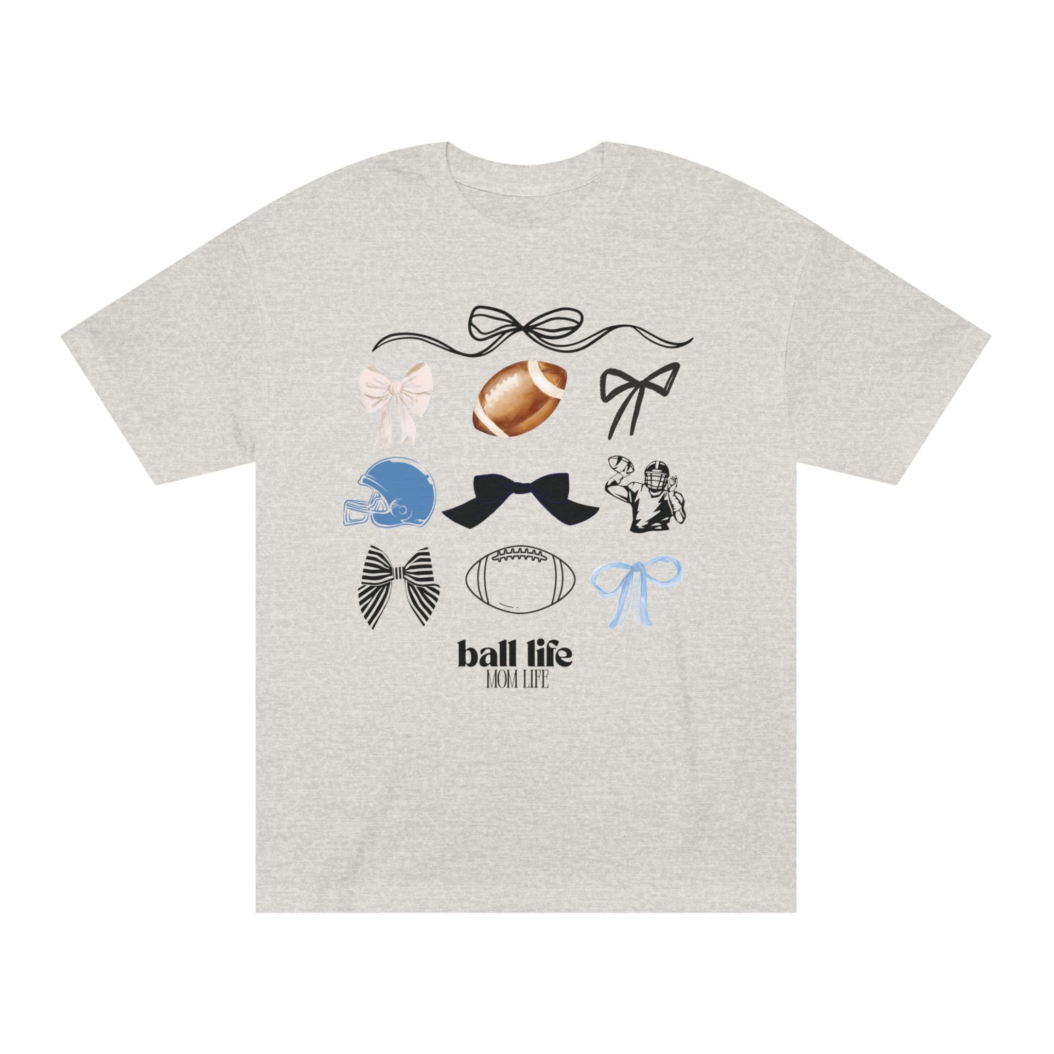 Football Mom Life Tee — Bow & Football Graphic Shirt