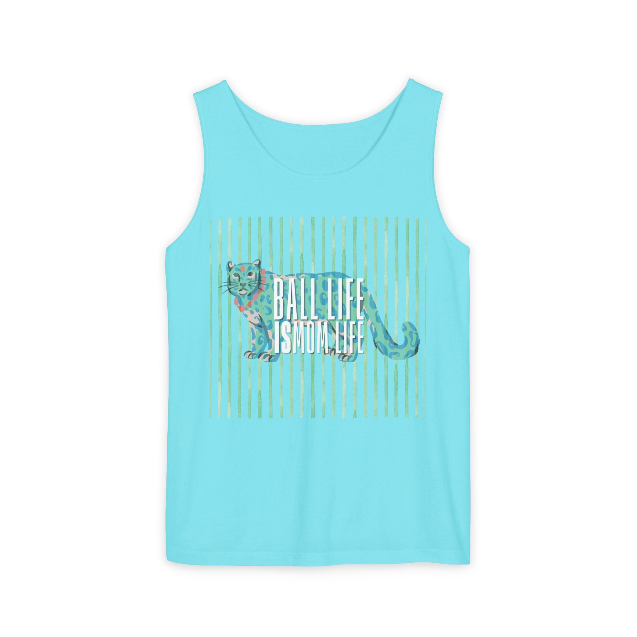 Tank Top — Vintage Leopard Ball Life is Mom Life Graphic