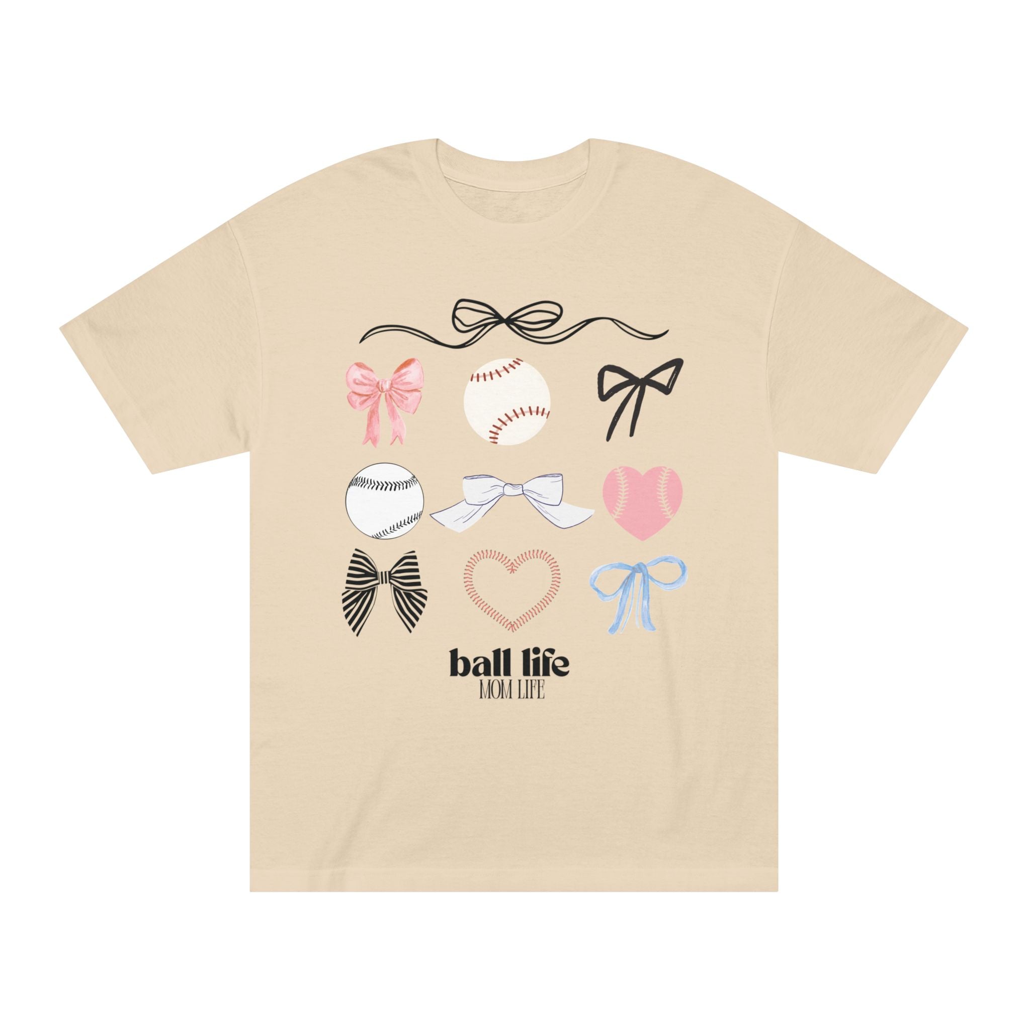 Baseball Bow Graphic Tee — "Ball Life" Bows & Heart Sports Shirt