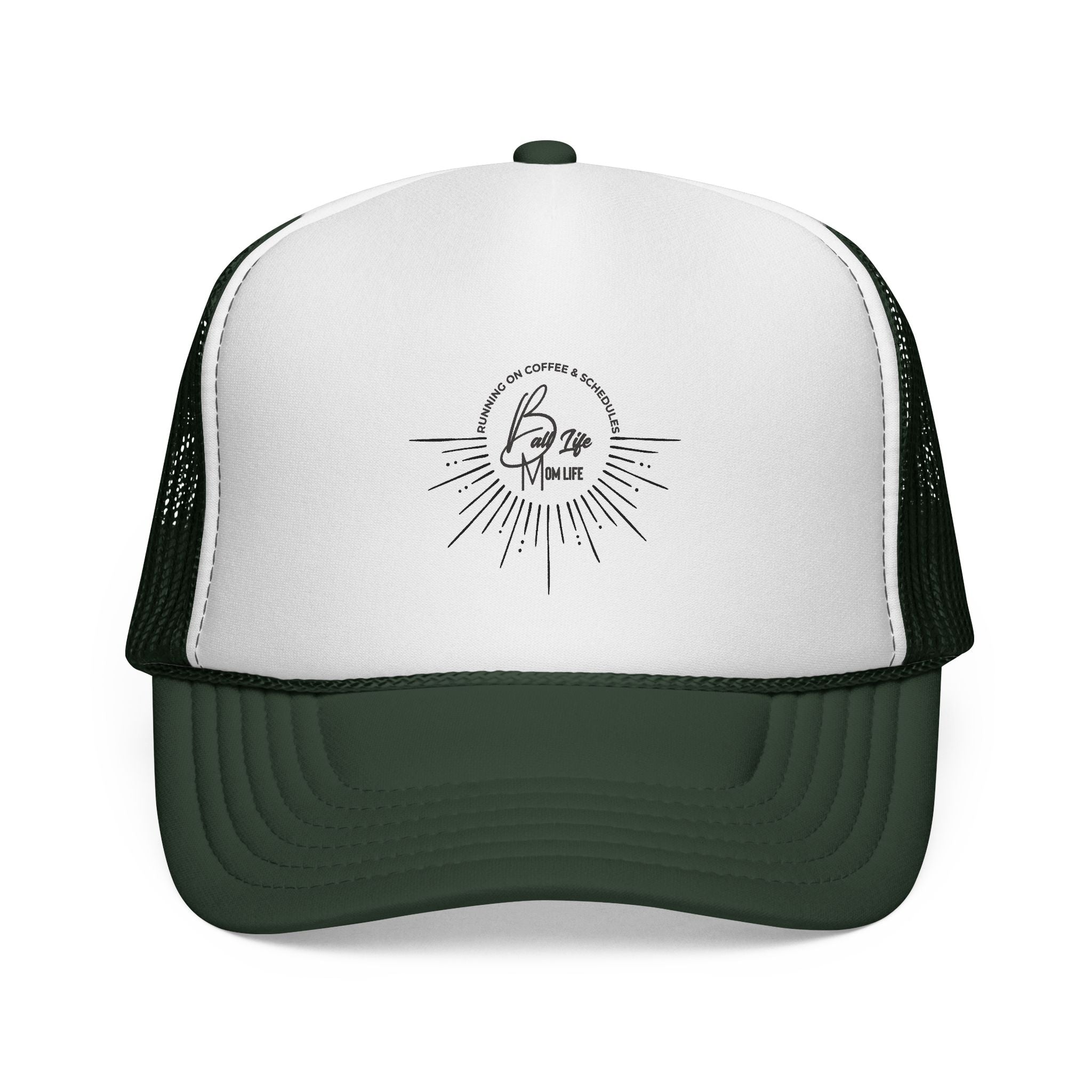 Trucker Cap with Vintage Sunburst Logo — 'Ball Life Mom Life' Minimal Mesh Hat