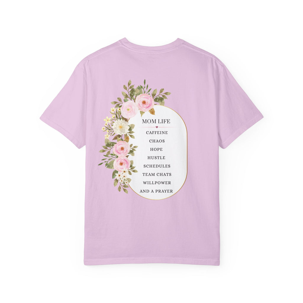 Mom Life Floral Graphic Tee - Caffeine, Chaos, Hope and a Prayer