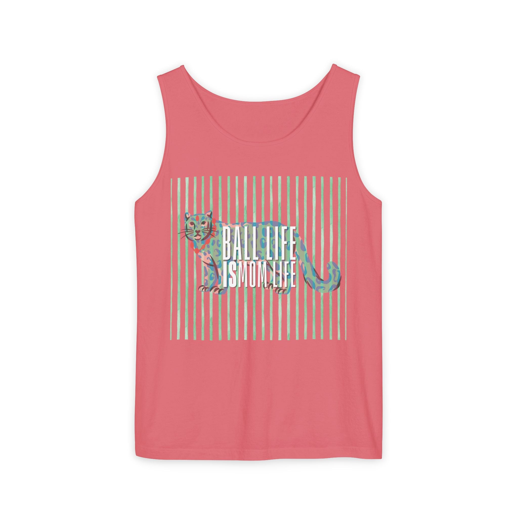 Tank Top — Vintage Leopard Ball Life is Mom Life Graphic