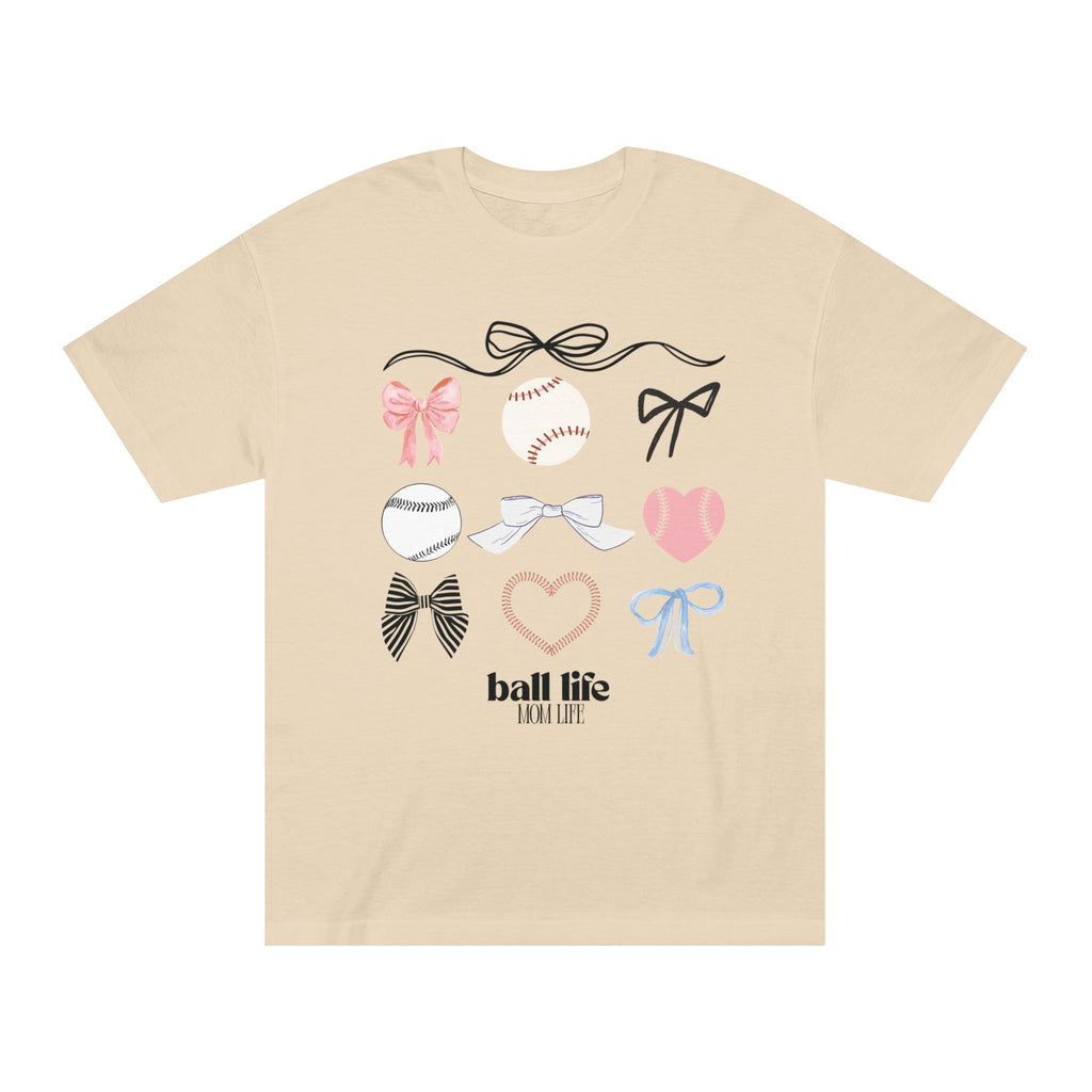 Baseball Bow Graphic Tee — "Ball Life" Bows & Heart Sports Shirt