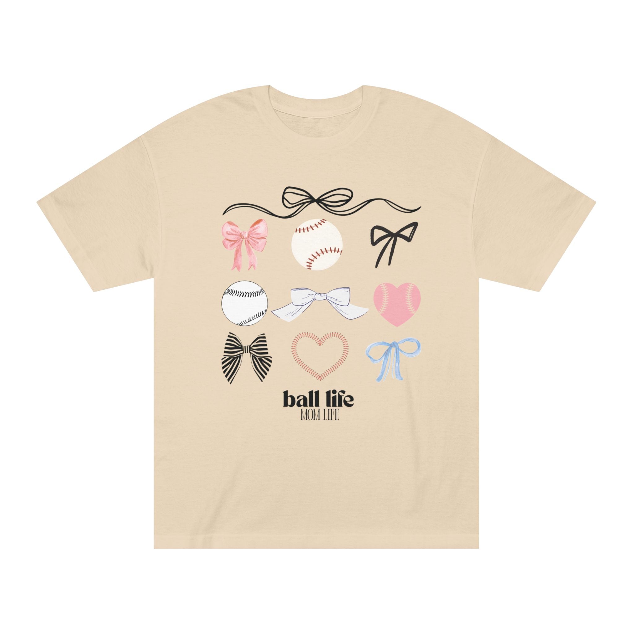 Baseball Bow Graphic Tee — "Ball Life" Bows & Heart Sports Shirt