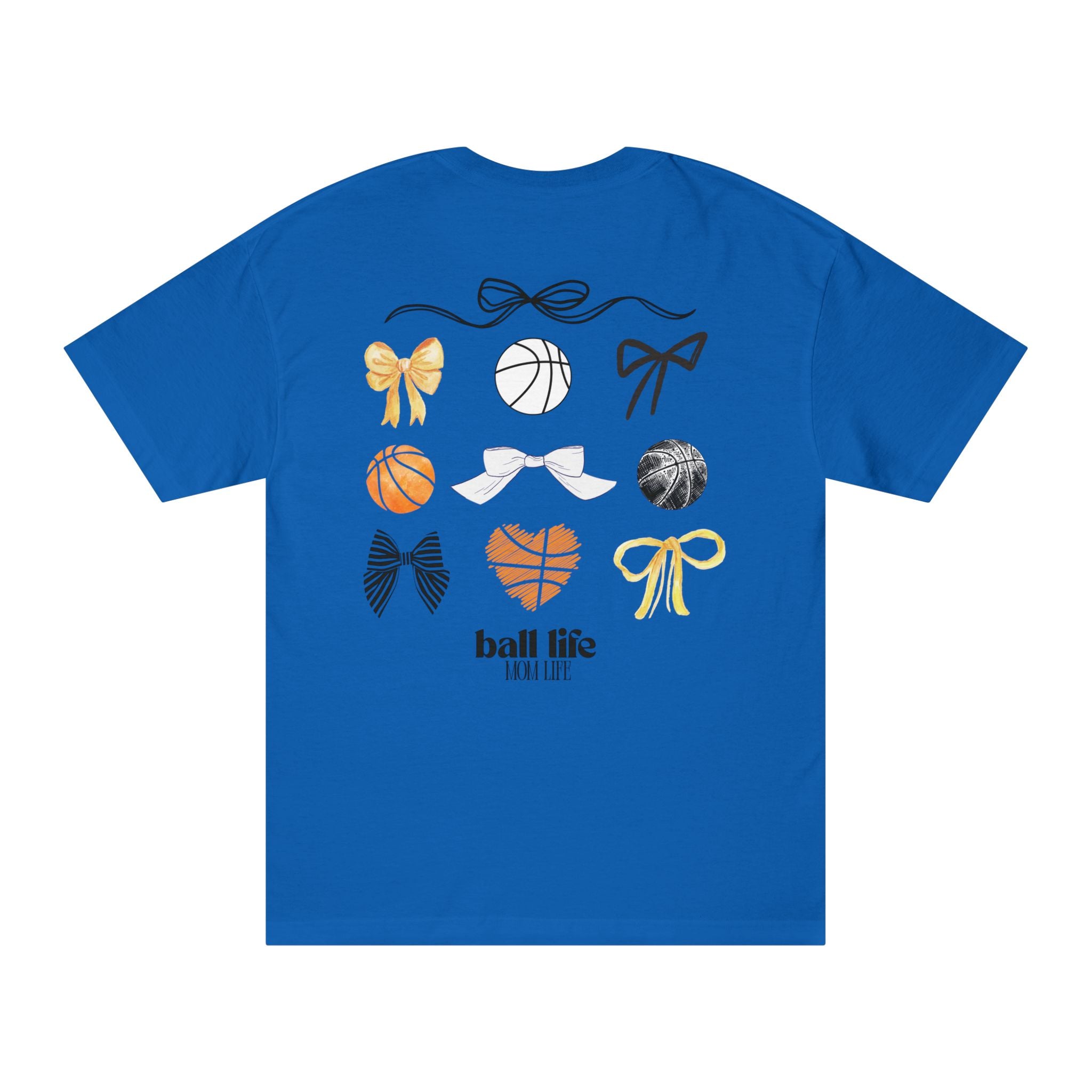Basketball Bow Tee — "Ball Life Mom Life" Graphic Cotton T‑Shirt