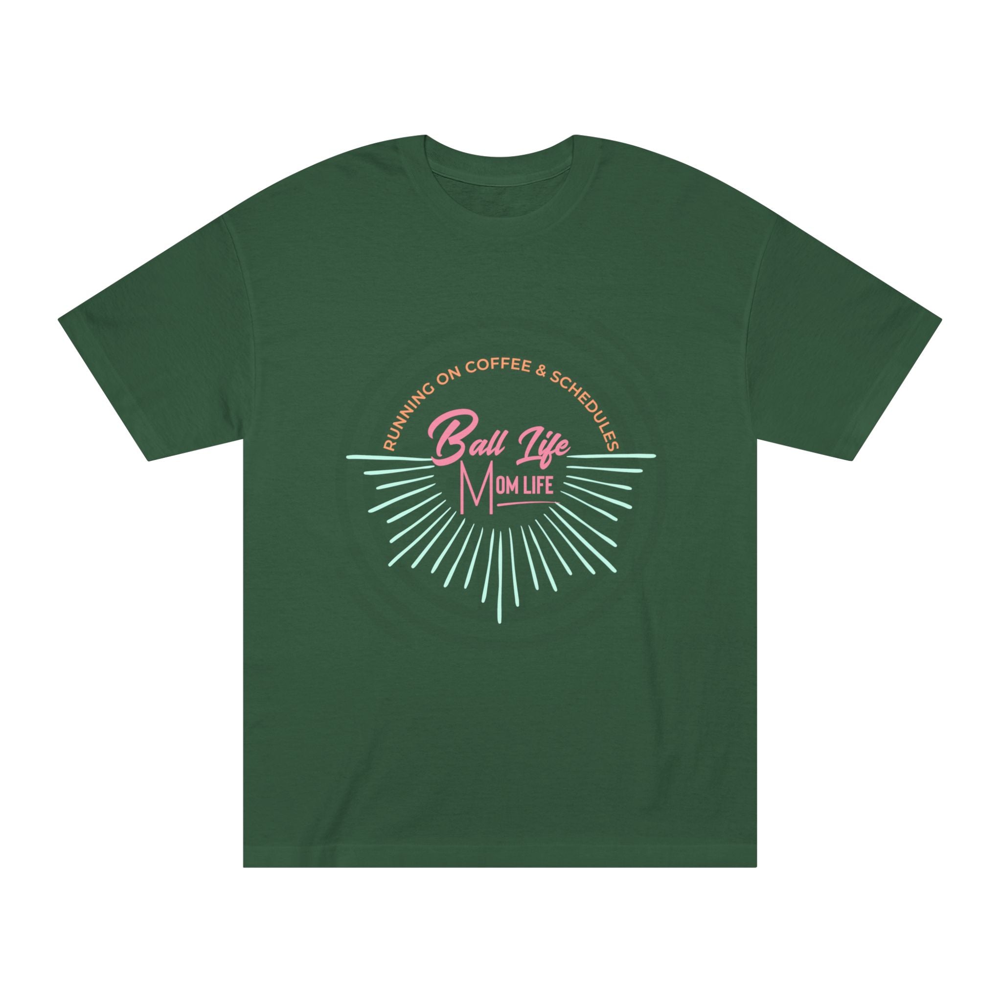 Ball Life Mom Life Graphic Tee — Running on Coffee & Schedules Retro Vibe