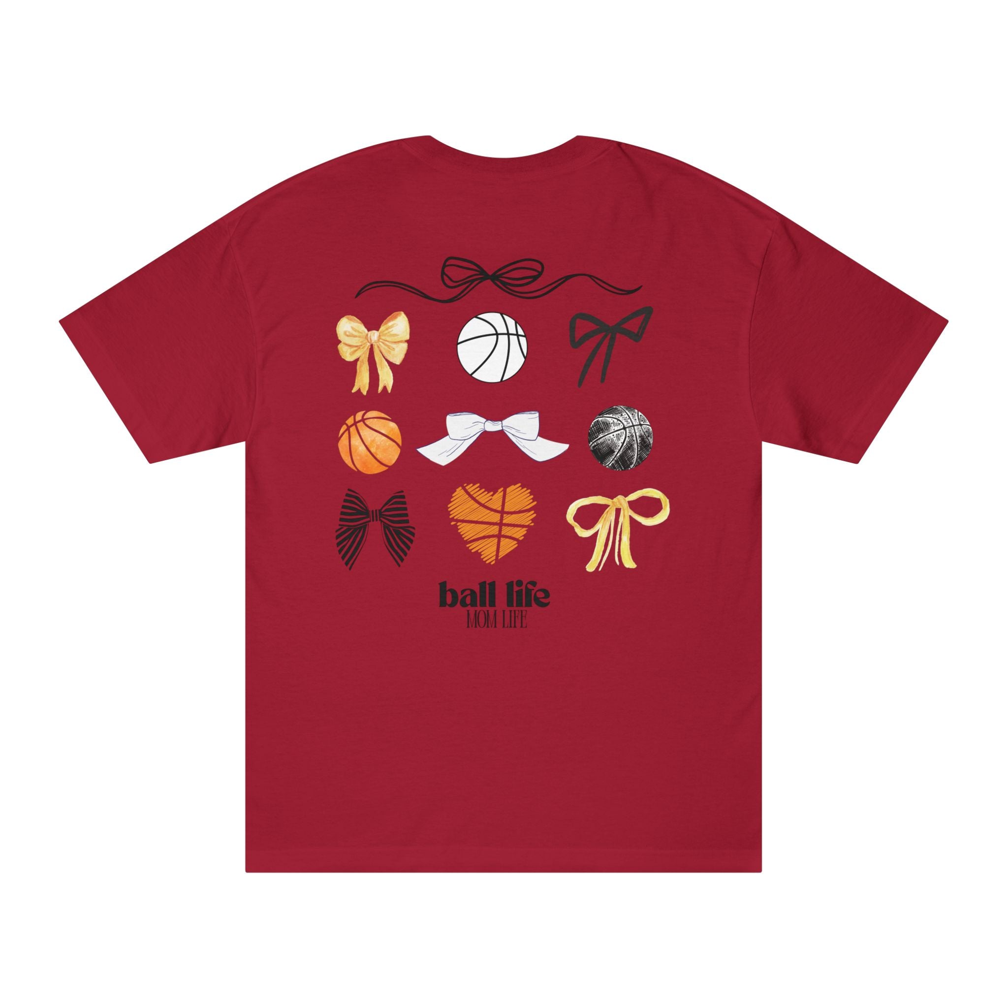 Basketball Bow Tee — "Ball Life Mom Life" Graphic Cotton T‑Shirt