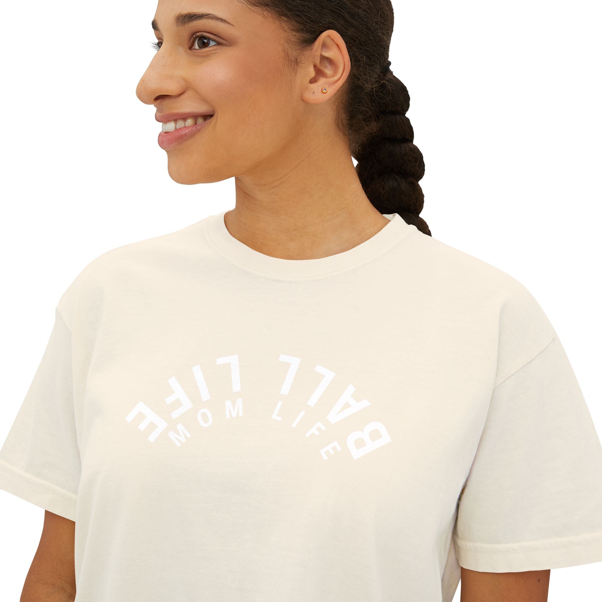 Boxy Tee — Ball Life Mom Life Upside Down Logo Women's Crop T-Shirt