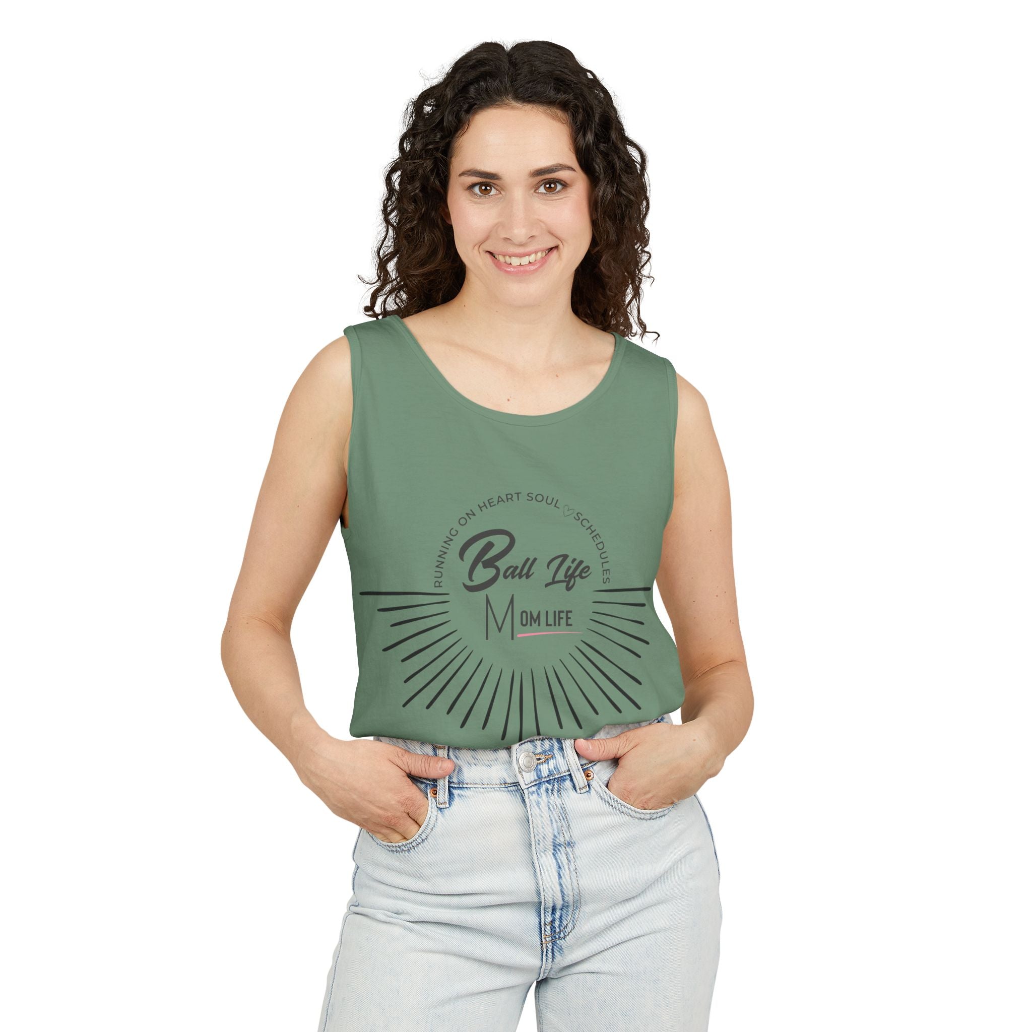 Tank Top — Ball Life Mom Life Retro Sunburst Graphic