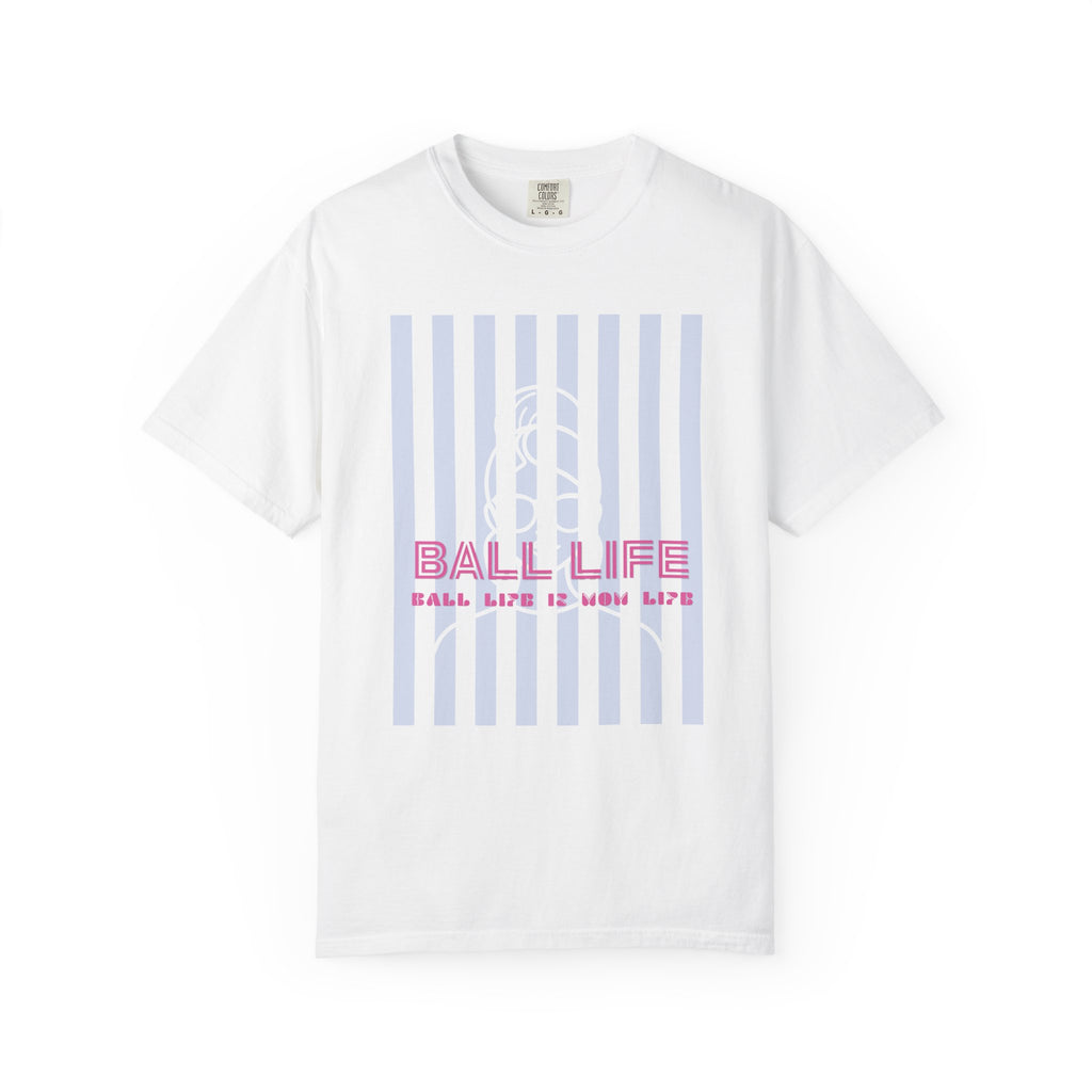 Ball Life Mom Life Striped Graphic T-Shirt