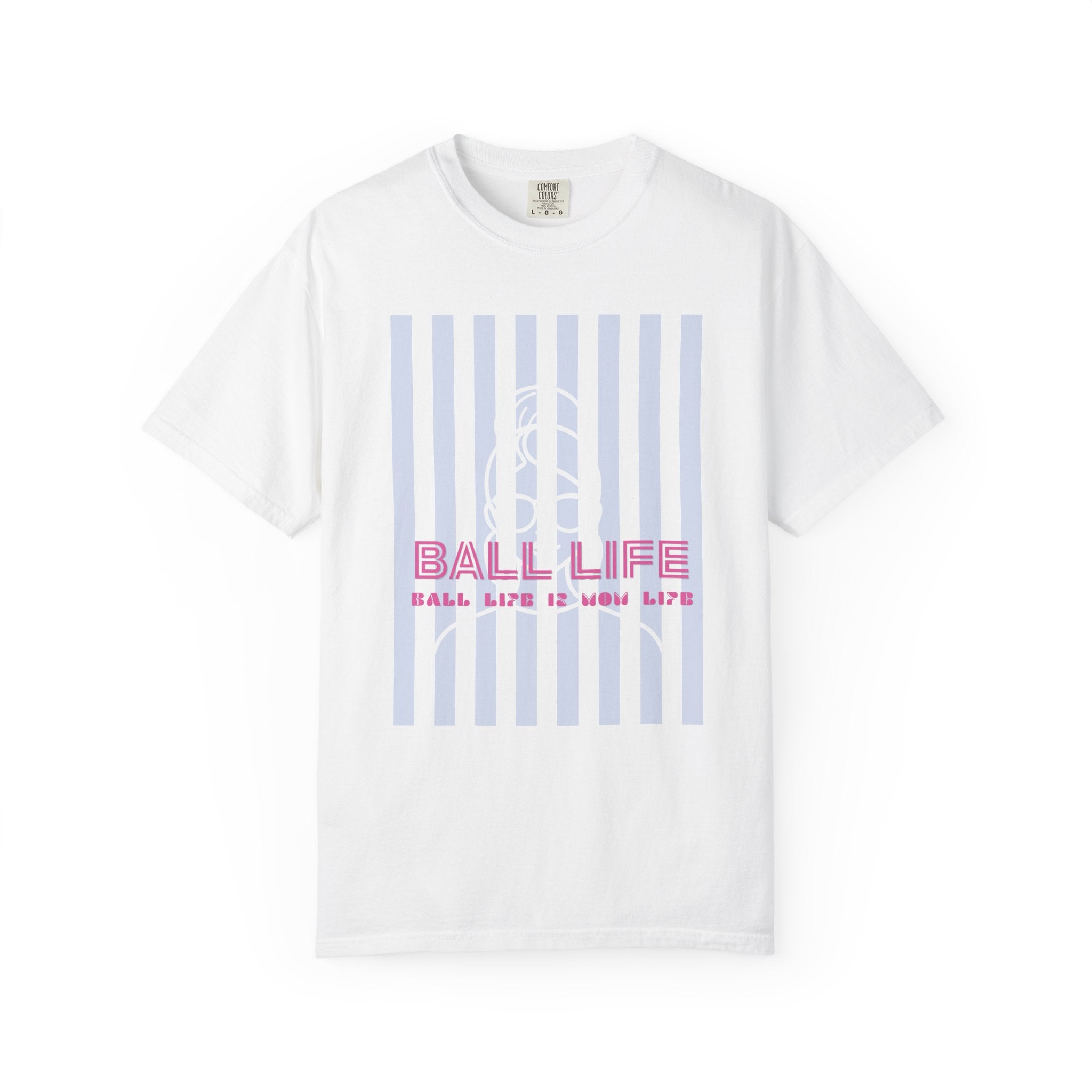 Ball Life Mom Life Striped Graphic T-Shirt