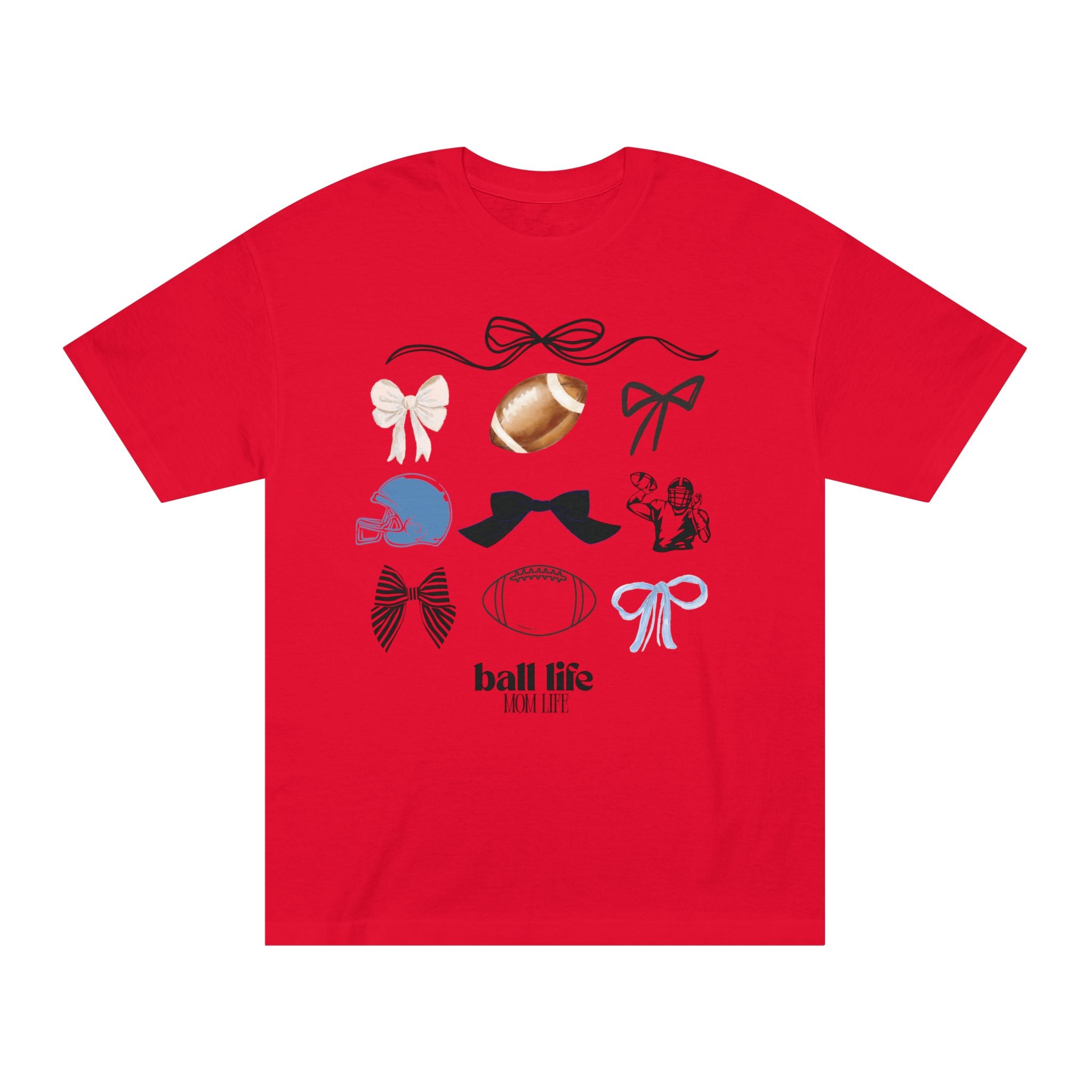 Football Mom Life Tee — Bow & Football Graphic Shirt