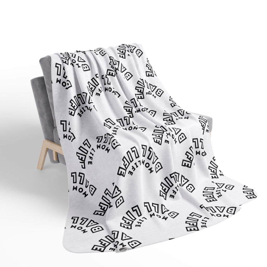 Fleece & Sherpa Blanket Repeating Typography — Mom Life Ball Life Cozy Fleece Throw for Game Day