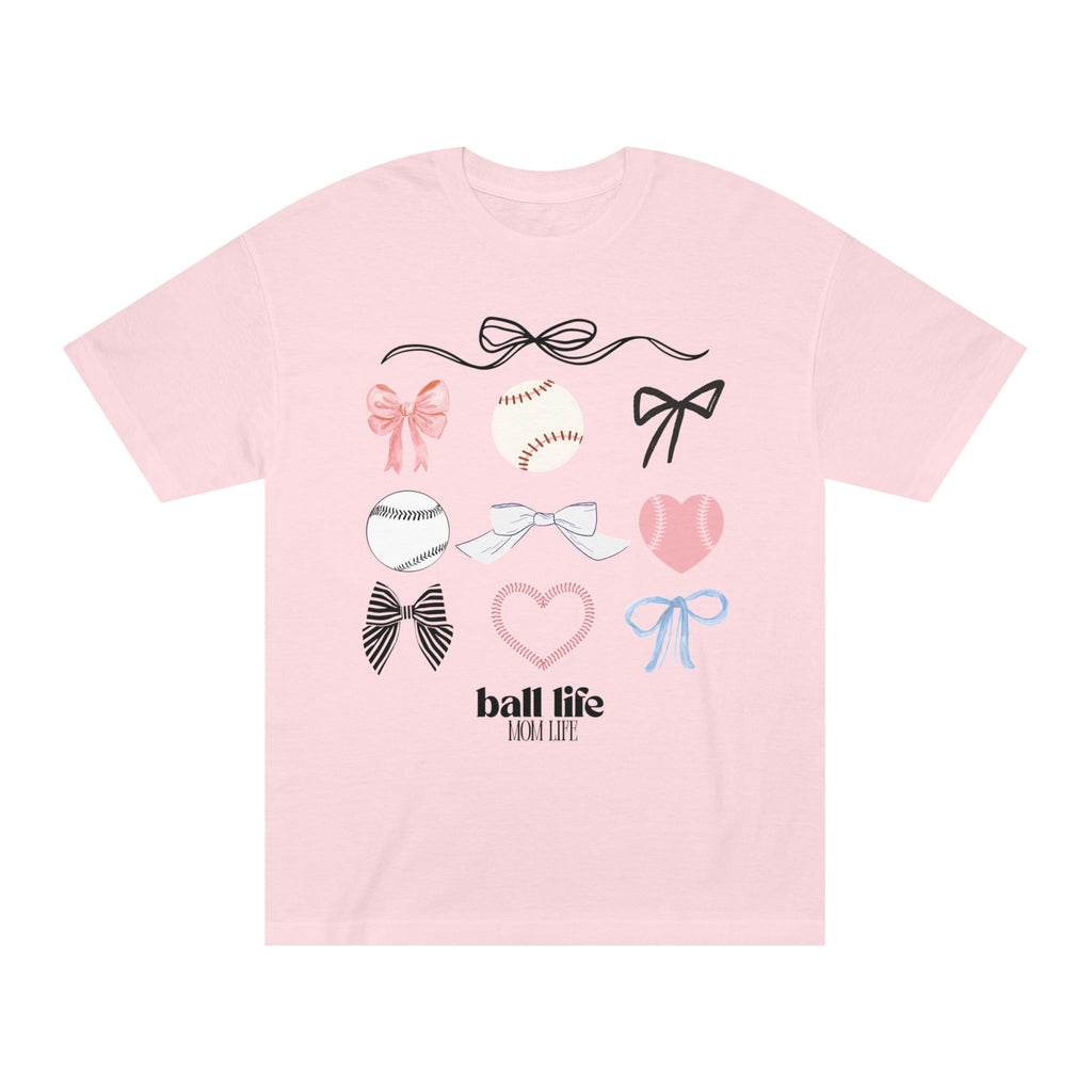 Baseball Bow Graphic Tee — "Ball Life" Bows & Heart Sports Shirt