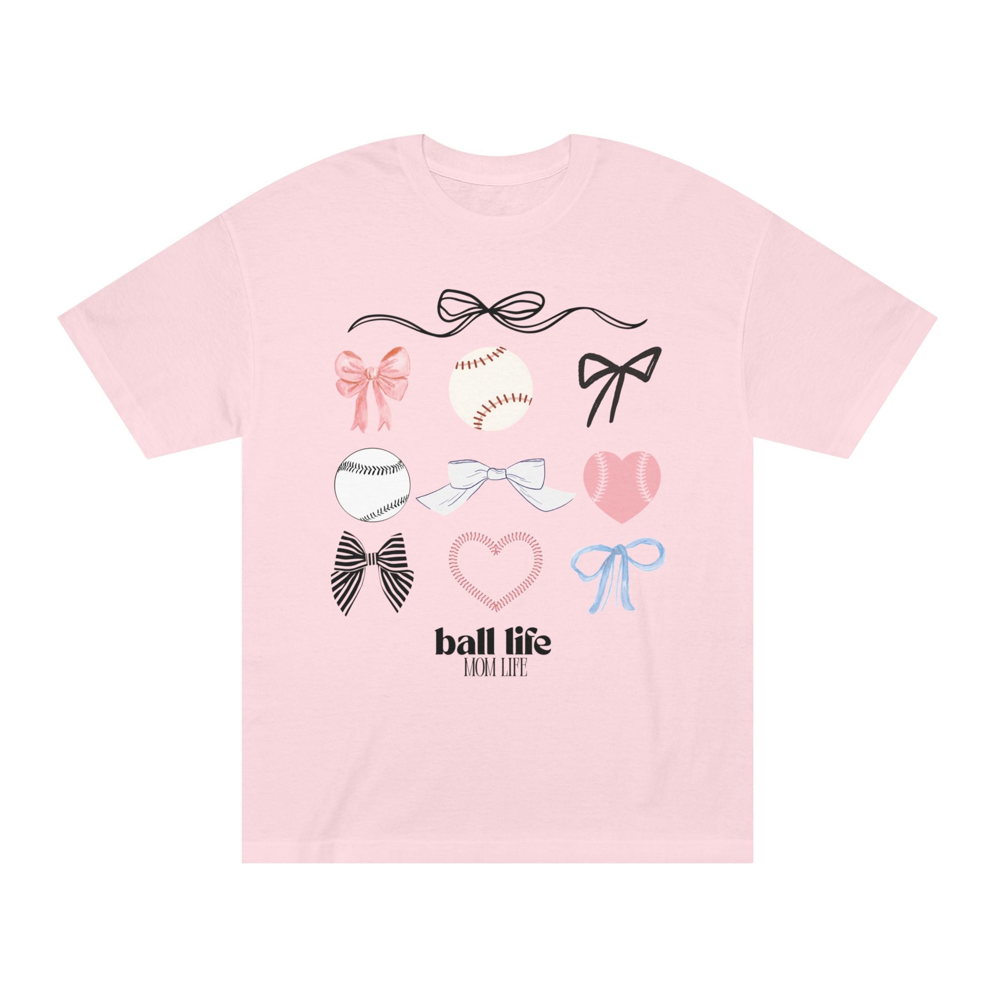 Baseball Bow Graphic Tee — "Ball Life" Bows & Heart Sports Shirt