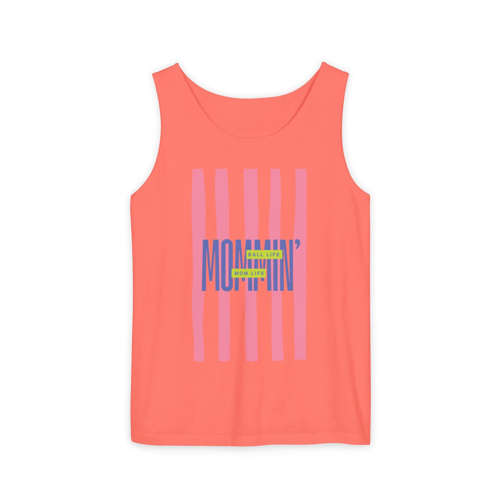 Mommin' Stripes Tank Top — Retro Pastel Graphic Tank Mommin' Ball Life Mom Life