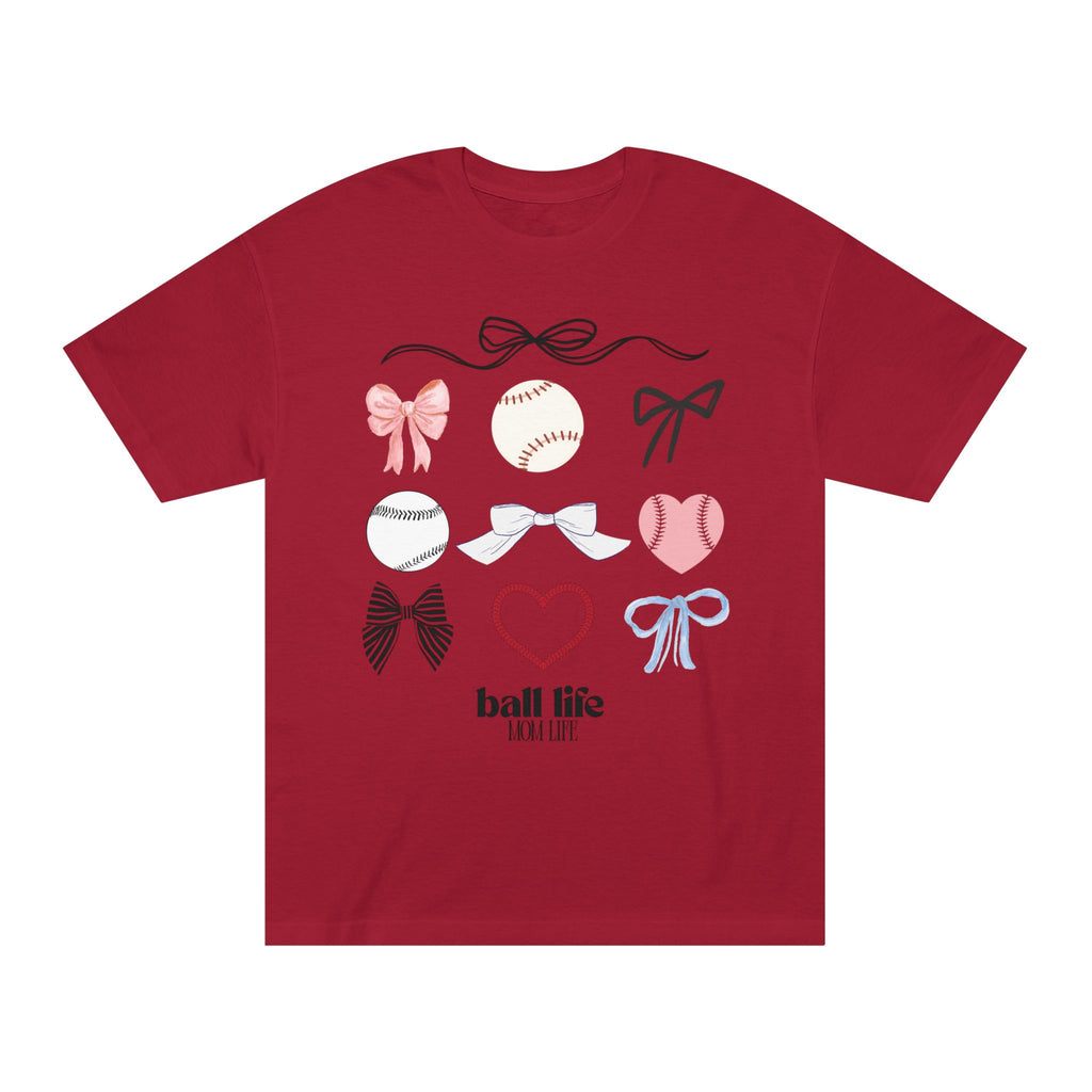 Baseball Bow Graphic Tee — "Ball Life" Bows & Heart Sports Shirt