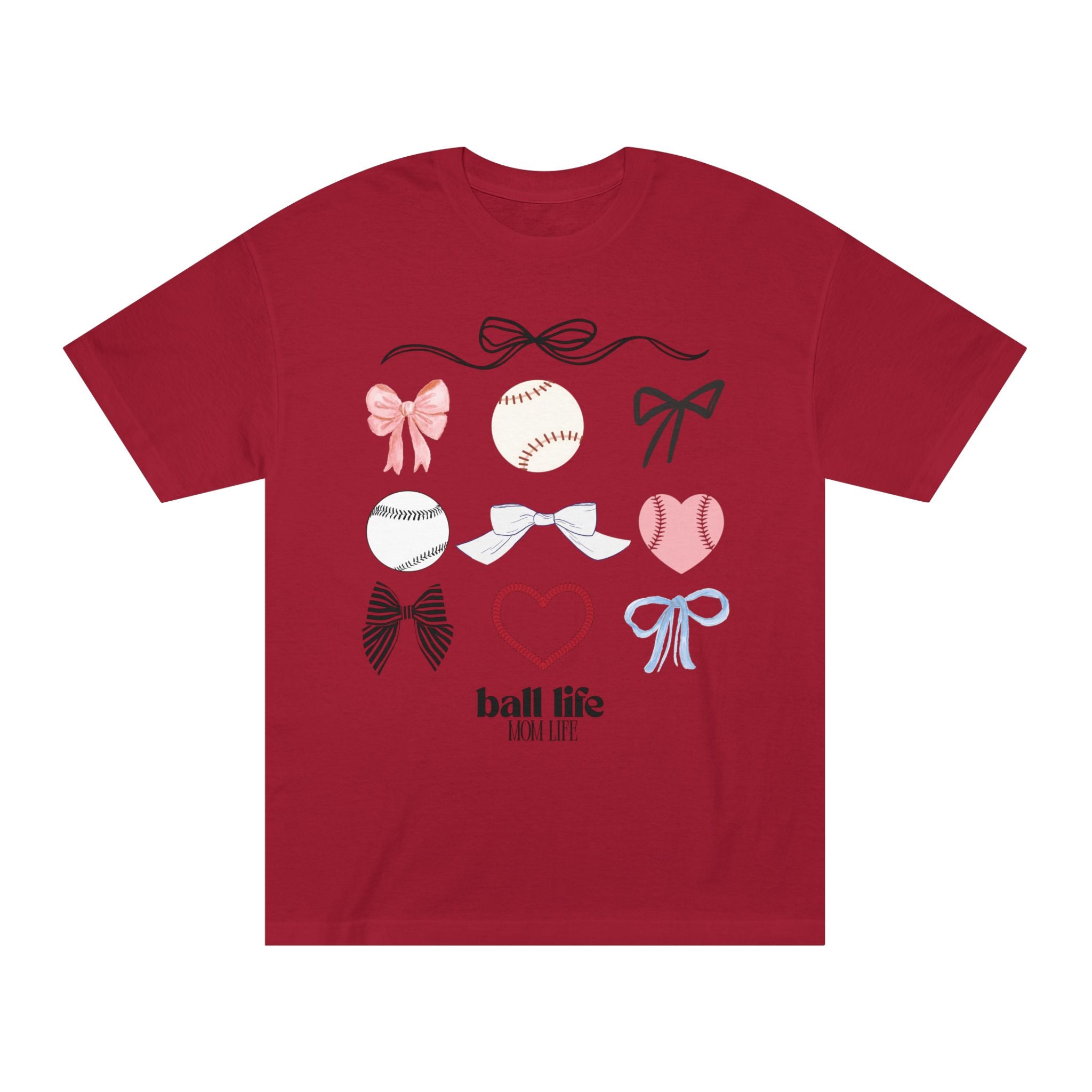 Baseball Bow Graphic Tee — "Ball Life" Bows & Heart Sports Shirt