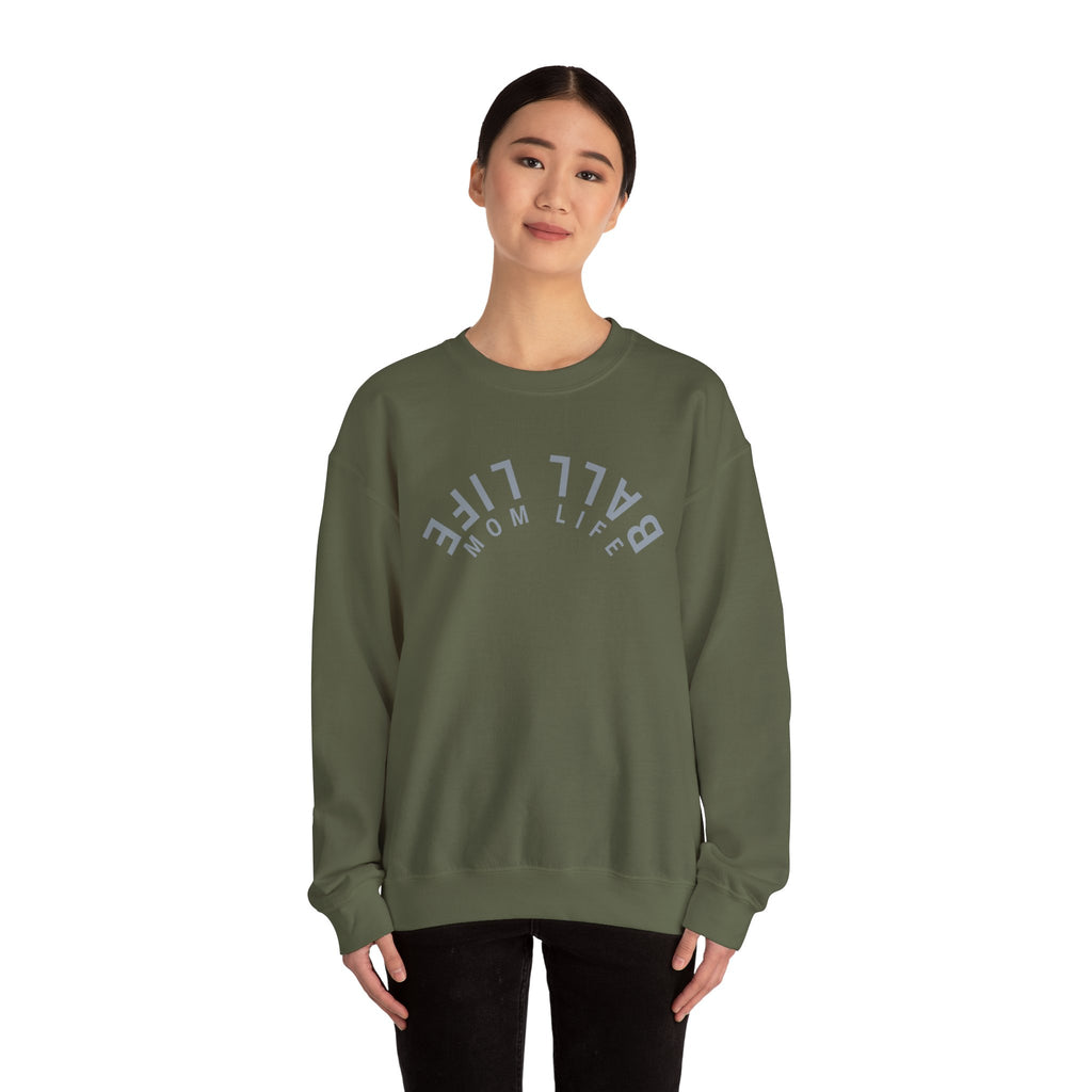 Crewneck Sweatshirt for Mom — Ball Life Mom Life Minimal Athletic Sweatshirt