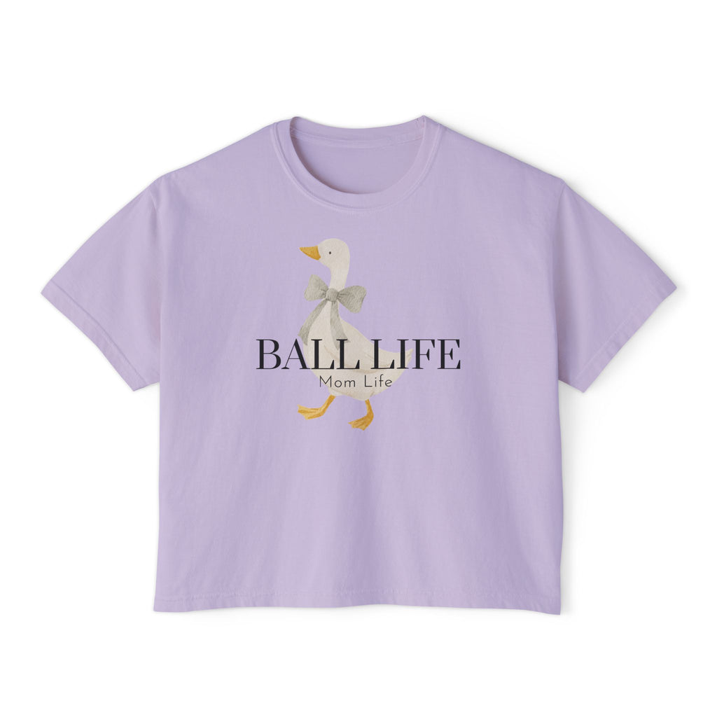 Women's Boxy Tee — Ball Life Mom Life Silly Goose Graphic