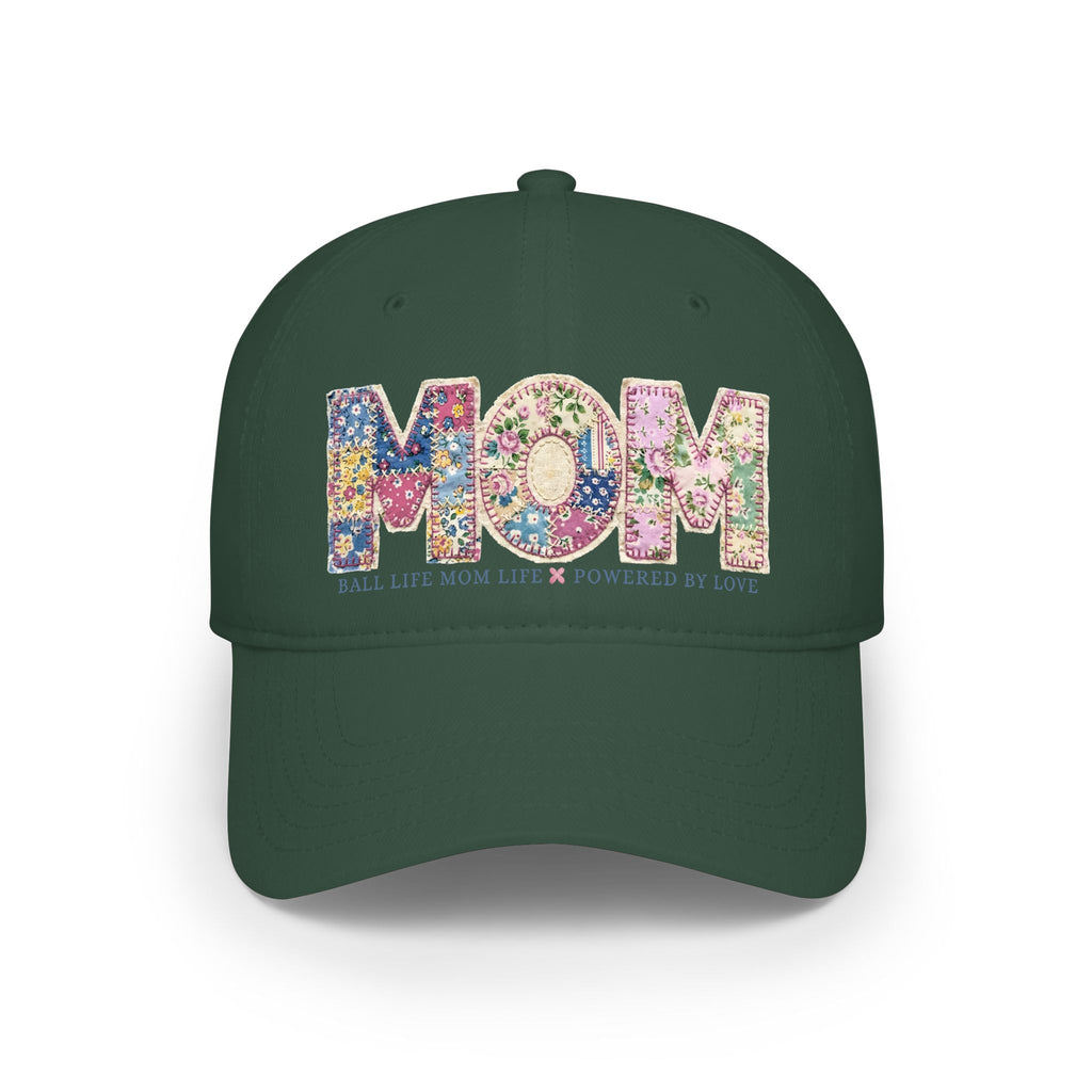 Floral 'MOM Life Ball Life' Quilted Baseball Cap Graphic — Mother's Game Day Hat