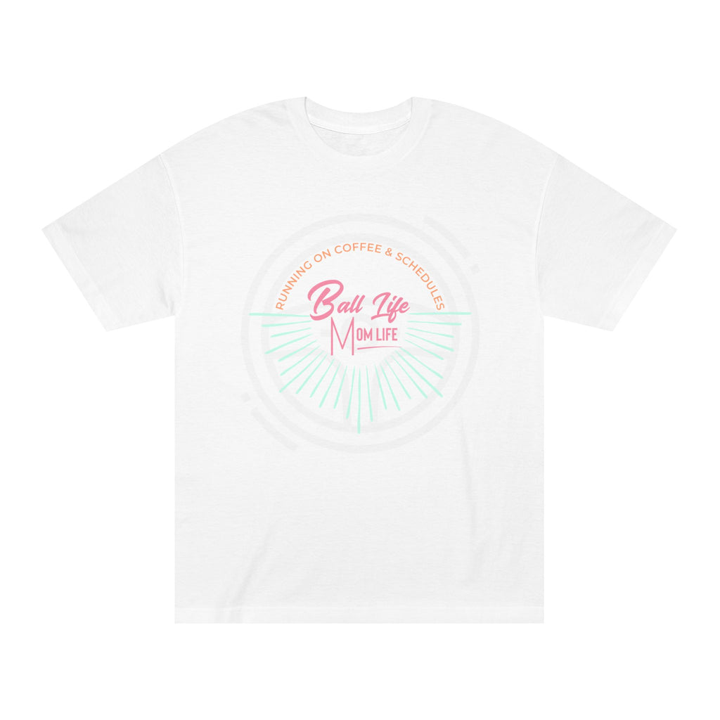 Ball Life Mom Life Graphic Tee — Running on Coffee & Schedules Retro Vibe