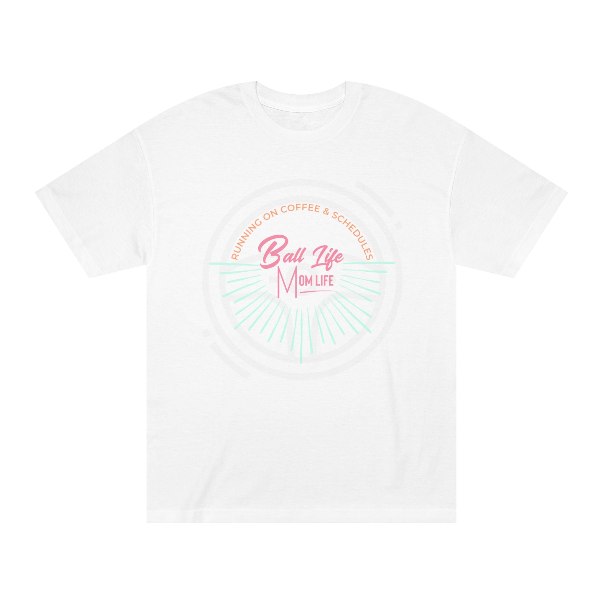 Ball Life Mom Life Graphic Tee — Running on Coffee & Schedules Retro Vibe