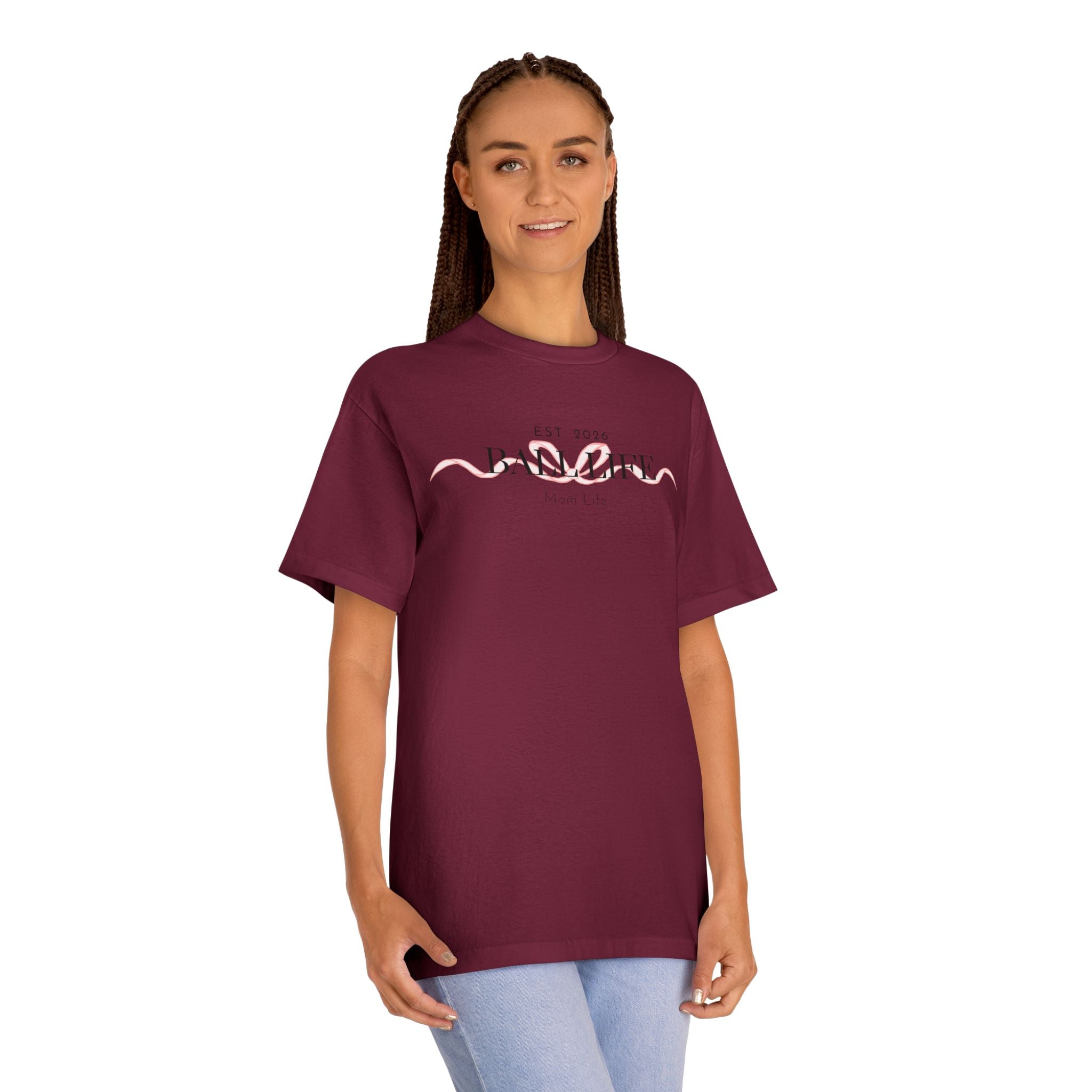 Bow Mom Life Tee — Est. 2026 Minimalist 'Ball Life Mom Life' Graphic T-Shirt