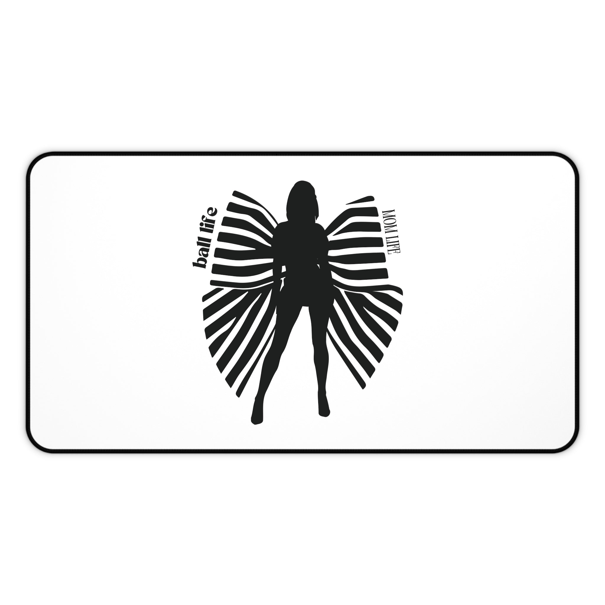 Silhouette and Bow Desk Mat — 'Ball Life Mom Life' Graphic Mouse Pad
