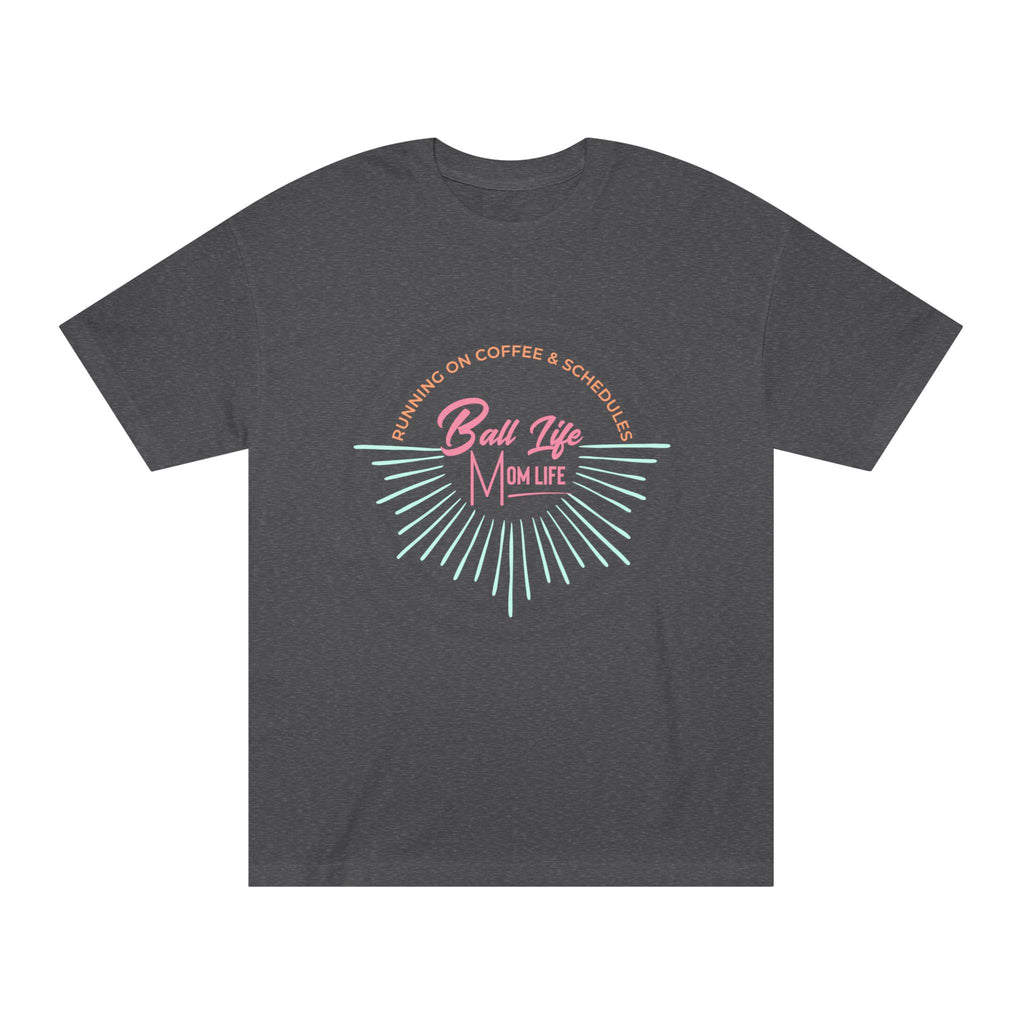 Ball Life Mom Life Graphic Tee — Running on Coffee & Schedules Retro Vibe