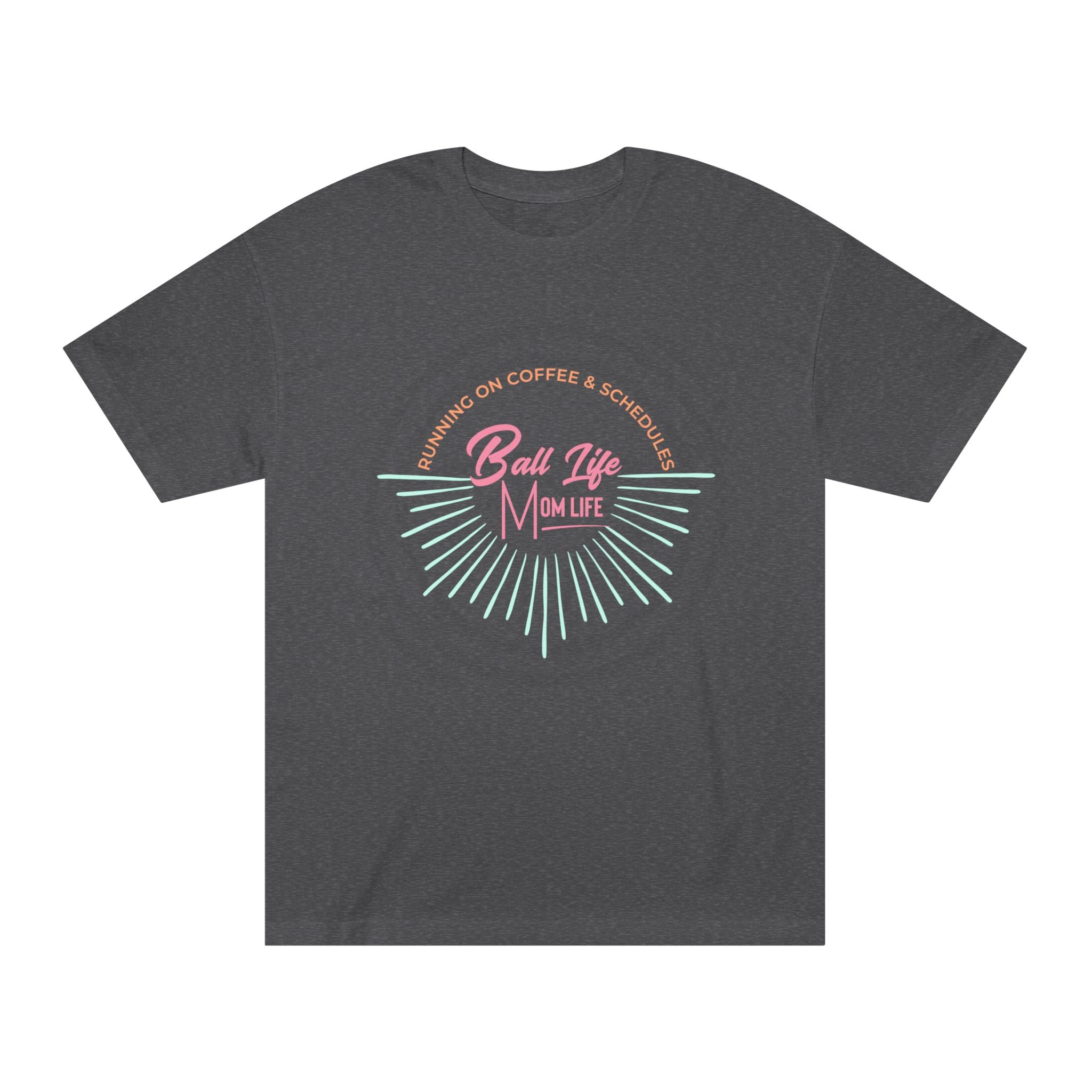 Ball Life Mom Life Graphic Tee — Running on Coffee & Schedules Retro Vibe