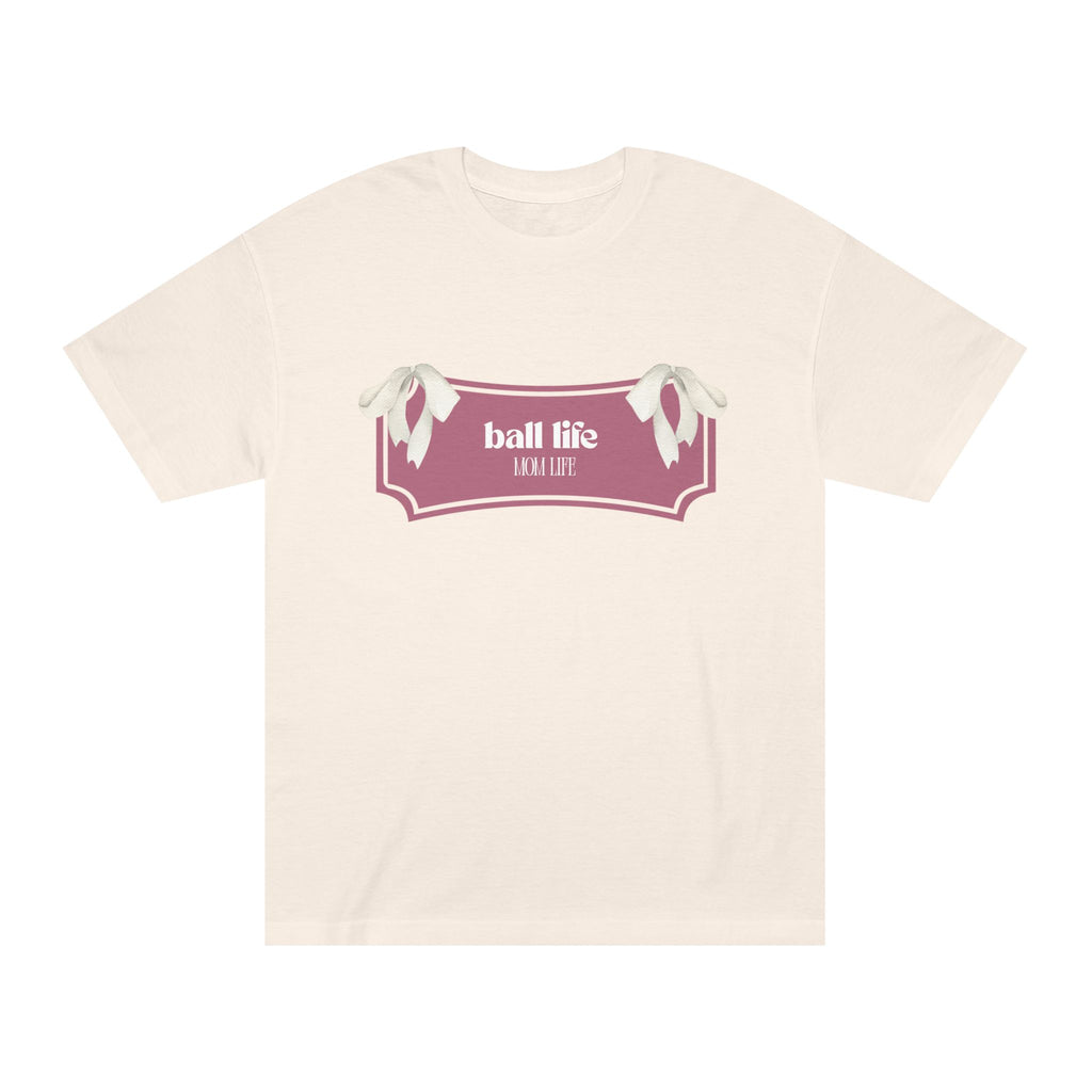 Mom Life Ball Life Ribbon Graphic Tee