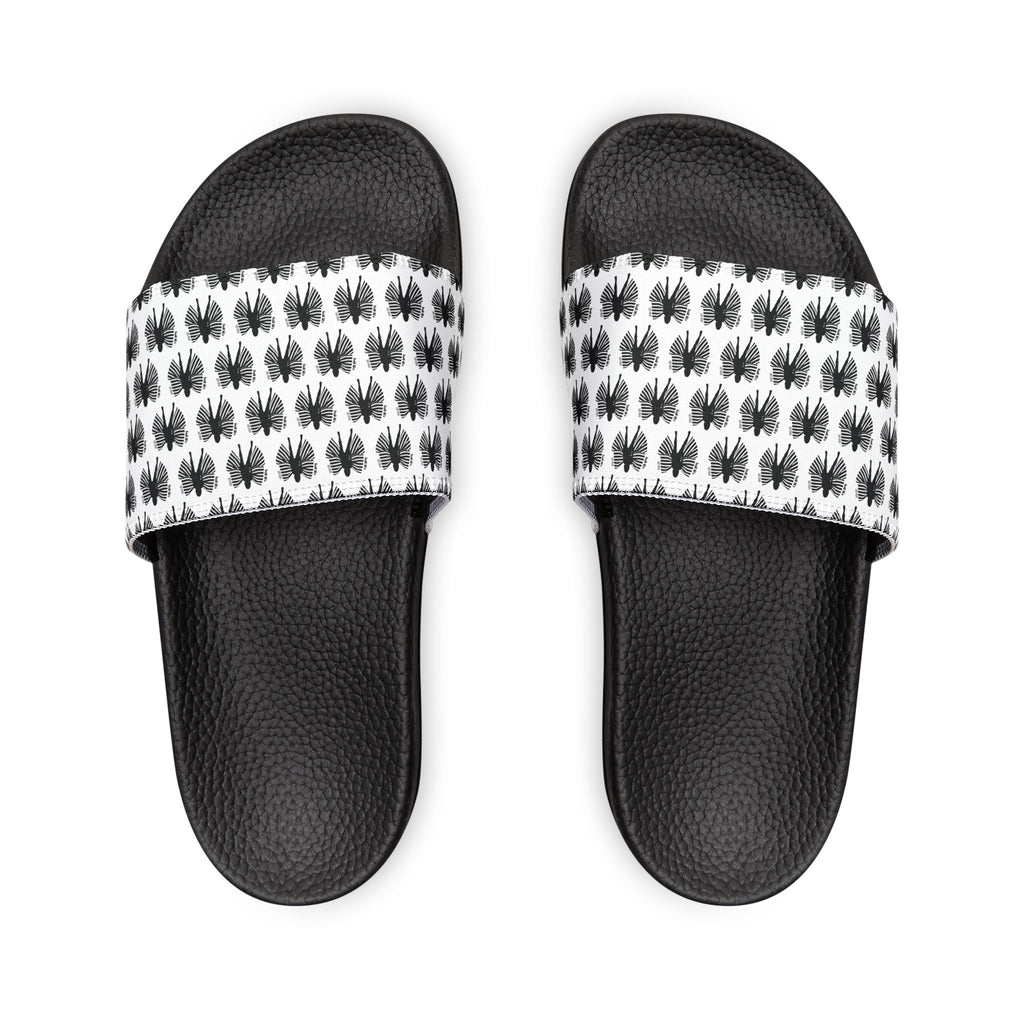 Women's Slide Sandals — Black and White Ball Life Mom Life Pattern