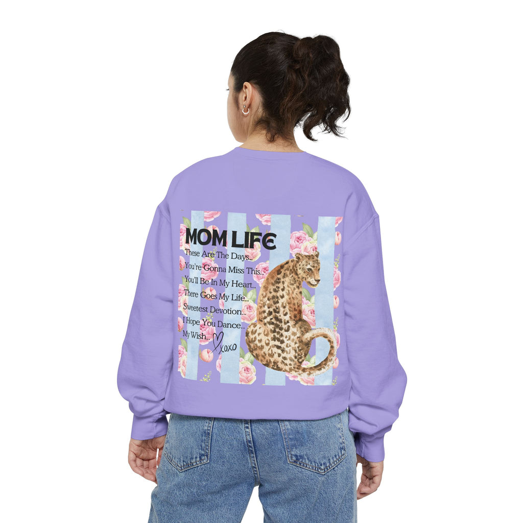 Mom Life Leopard Print Sweatshirt - Floral Striped Song Title Crewneck