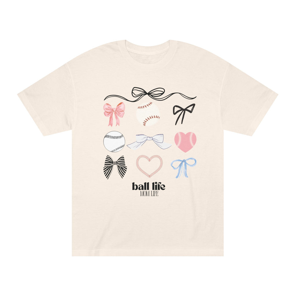 Baseball Bow Graphic Tee — "Ball Life" Bows & Heart Sports Shirt
