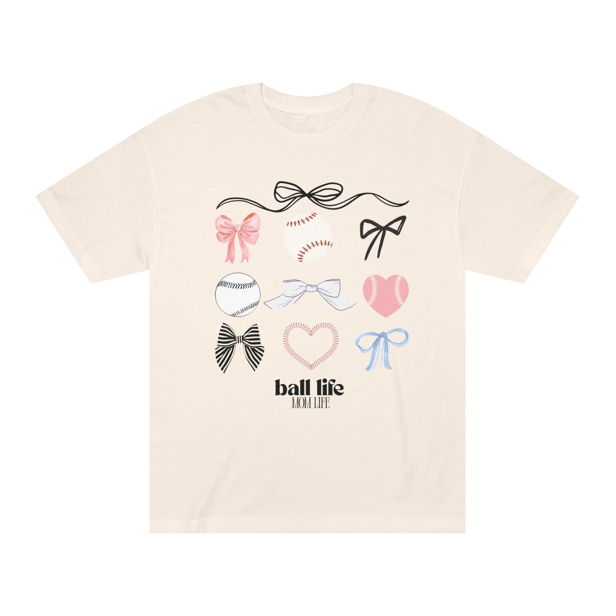 Baseball Bow Graphic Tee — "Ball Life" Bows & Heart Sports Shirt