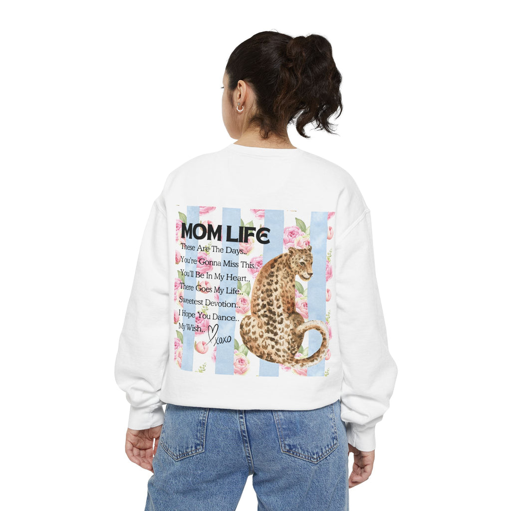 Mom Life Leopard Print Sweatshirt - Floral Striped Song Title Crewneck