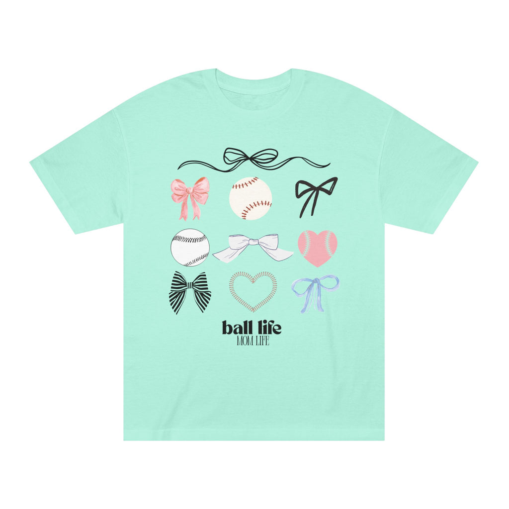 Baseball Bow Graphic Tee — "Ball Life" Bows & Heart Sports Shirt