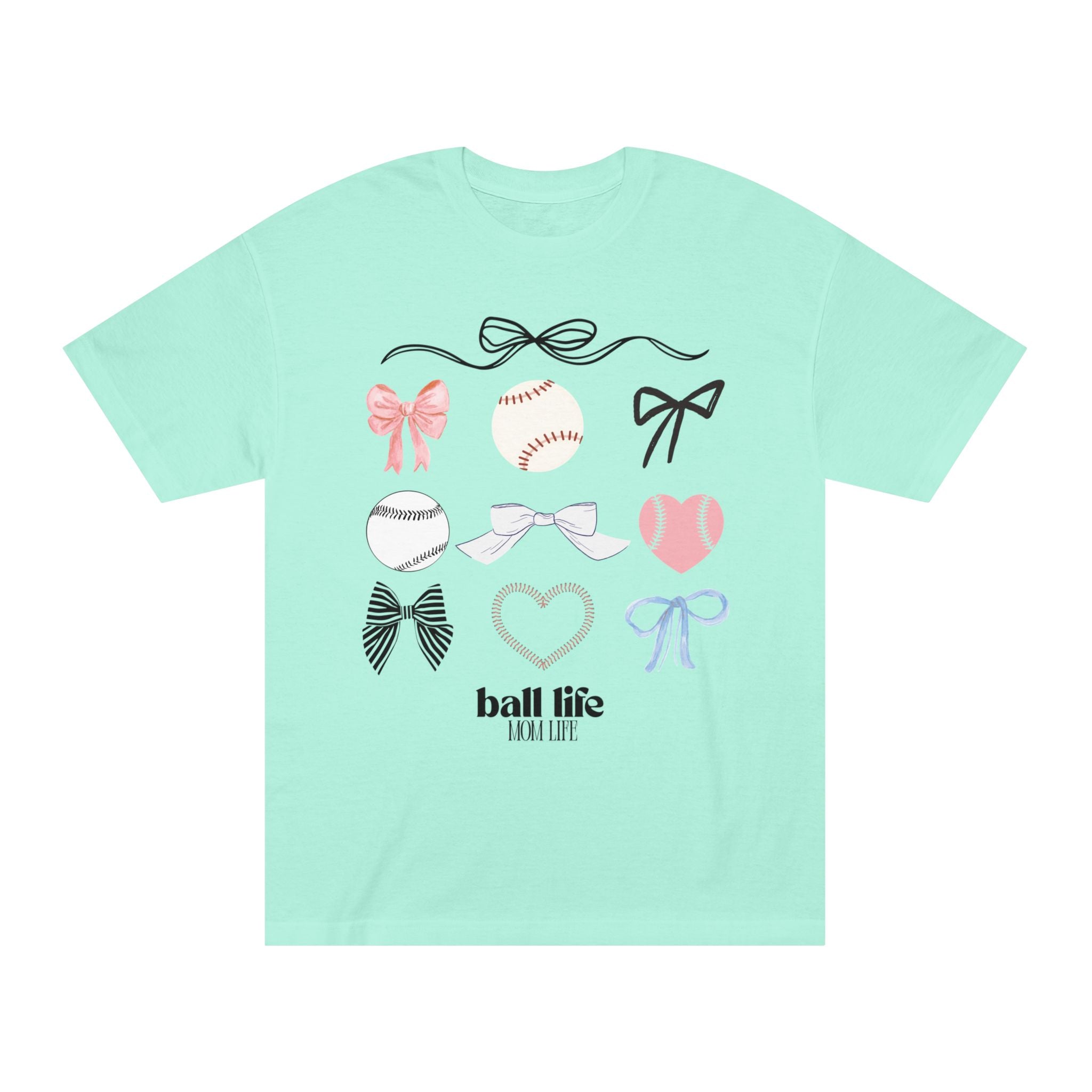 Baseball Bow Graphic Tee — "Ball Life" Bows & Heart Sports Shirt