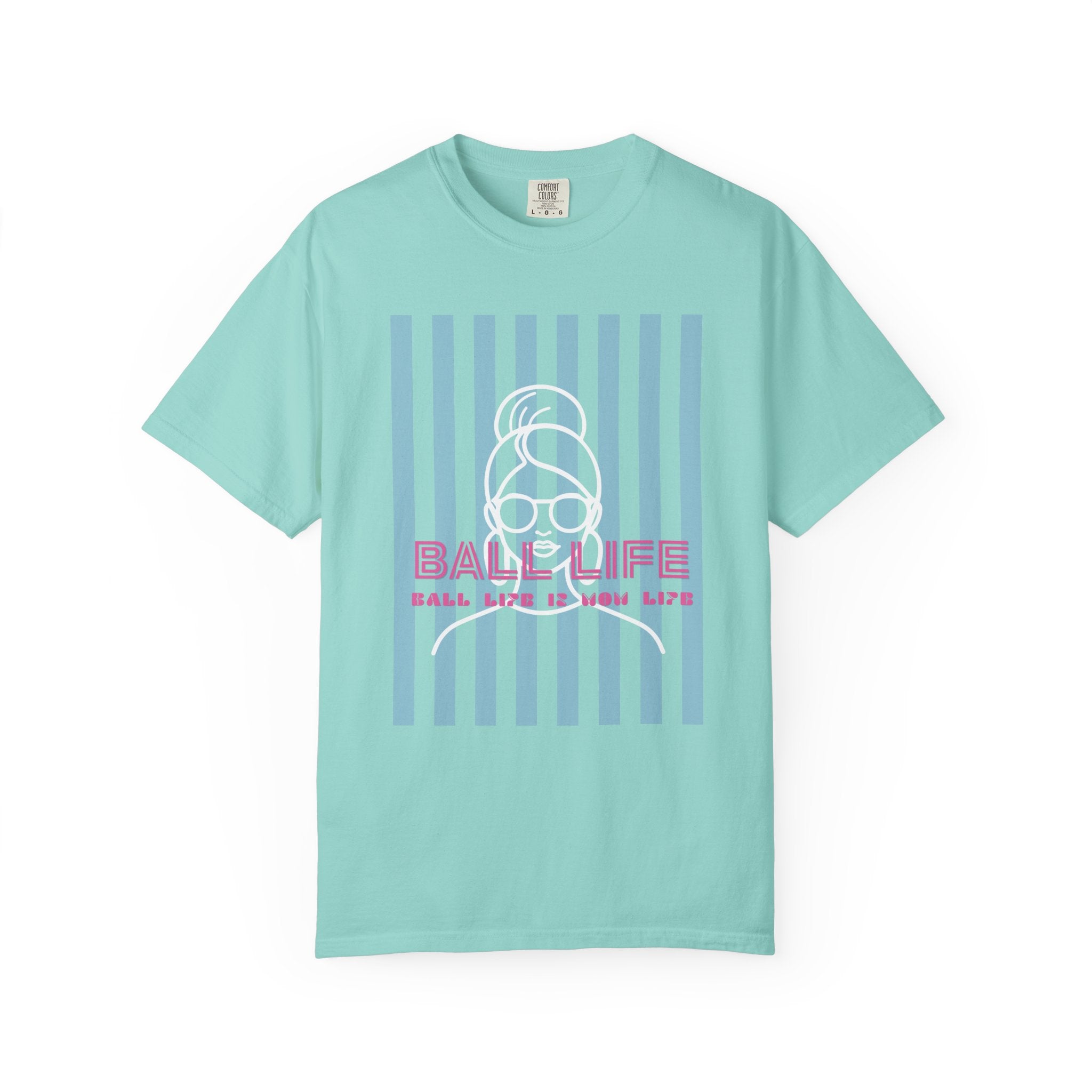 Ball Life Mom Life Striped Graphic T-Shirt