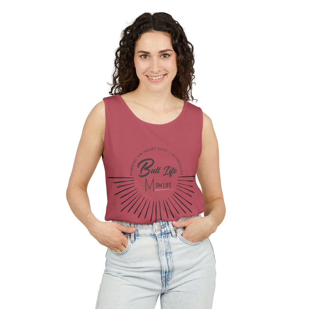 Tank Top — Ball Life Mom Life Retro Sunburst Graphic