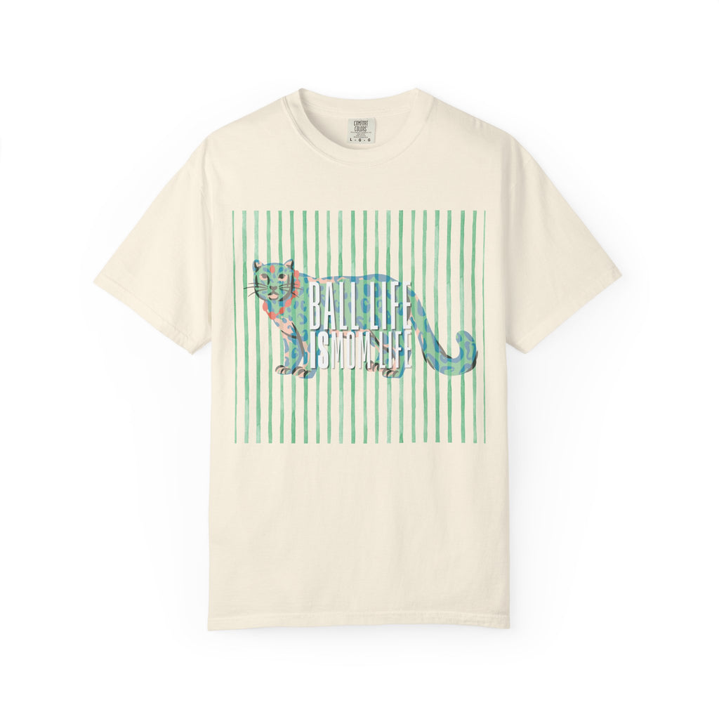 Jaguar Stripes Graphic T‑Shirt — Ball Life Mom Life Retro Animal Print Tee