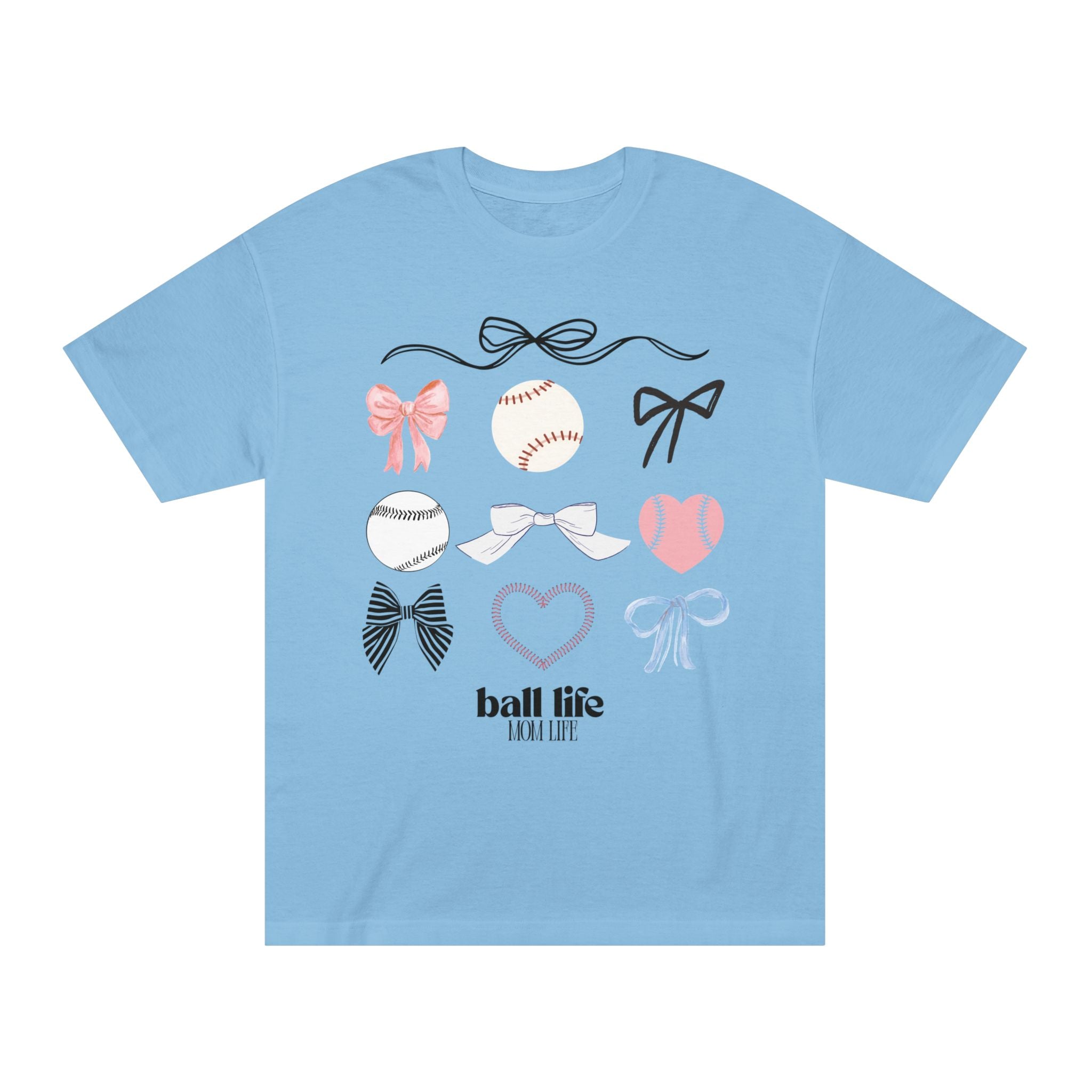 Baseball Bow Graphic Tee — "Ball Life" Bows & Heart Sports Shirt