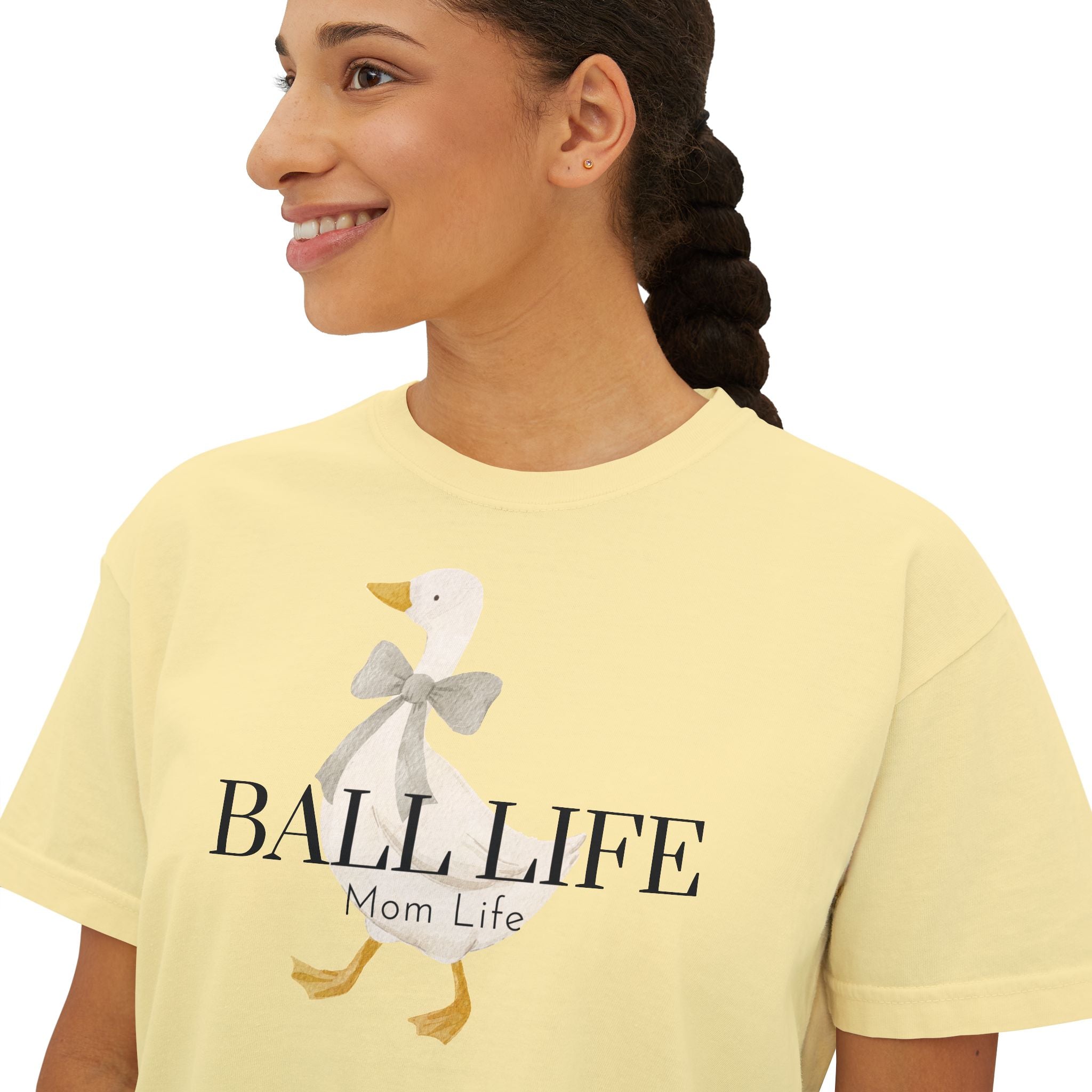 Women's Boxy Tee — Ball Life Mom Life Silly Goose Graphic