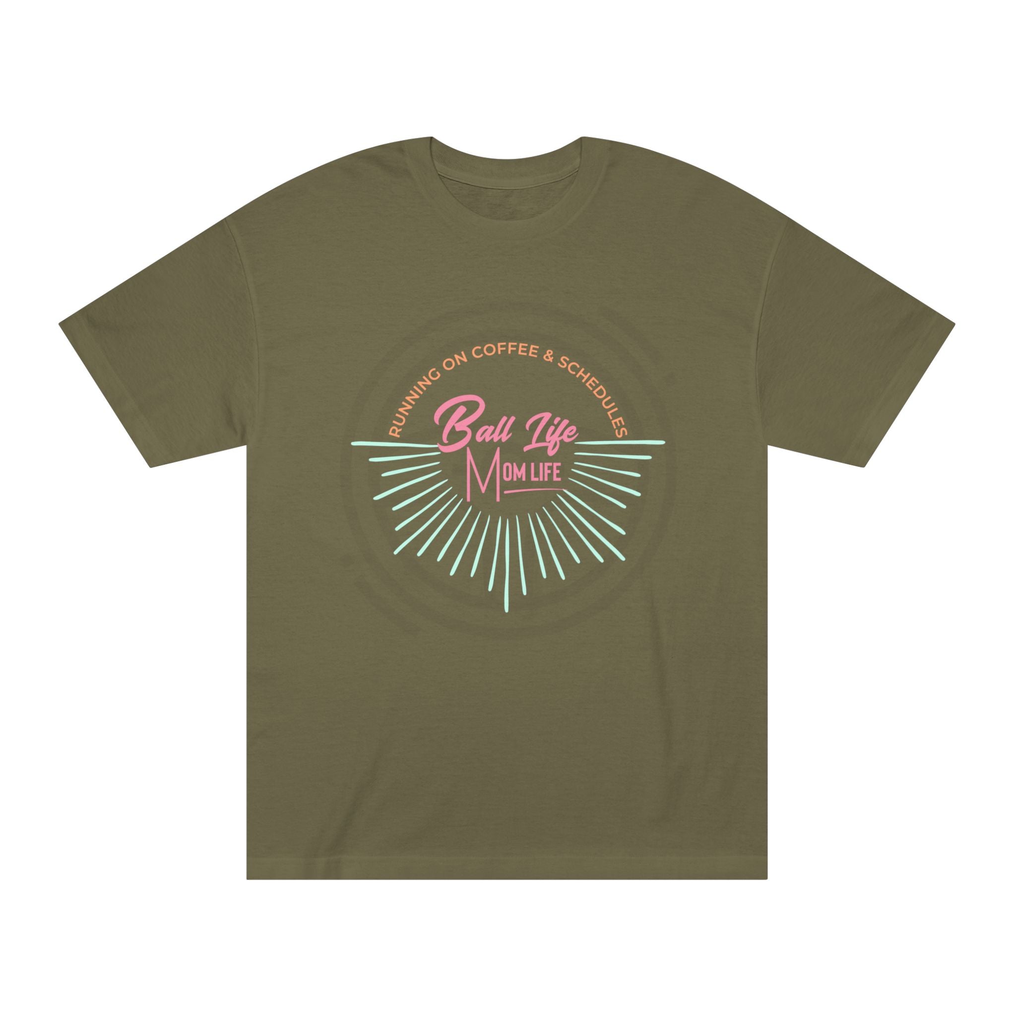 Ball Life Mom Life Graphic Tee — Running on Coffee & Schedules Retro Vibe