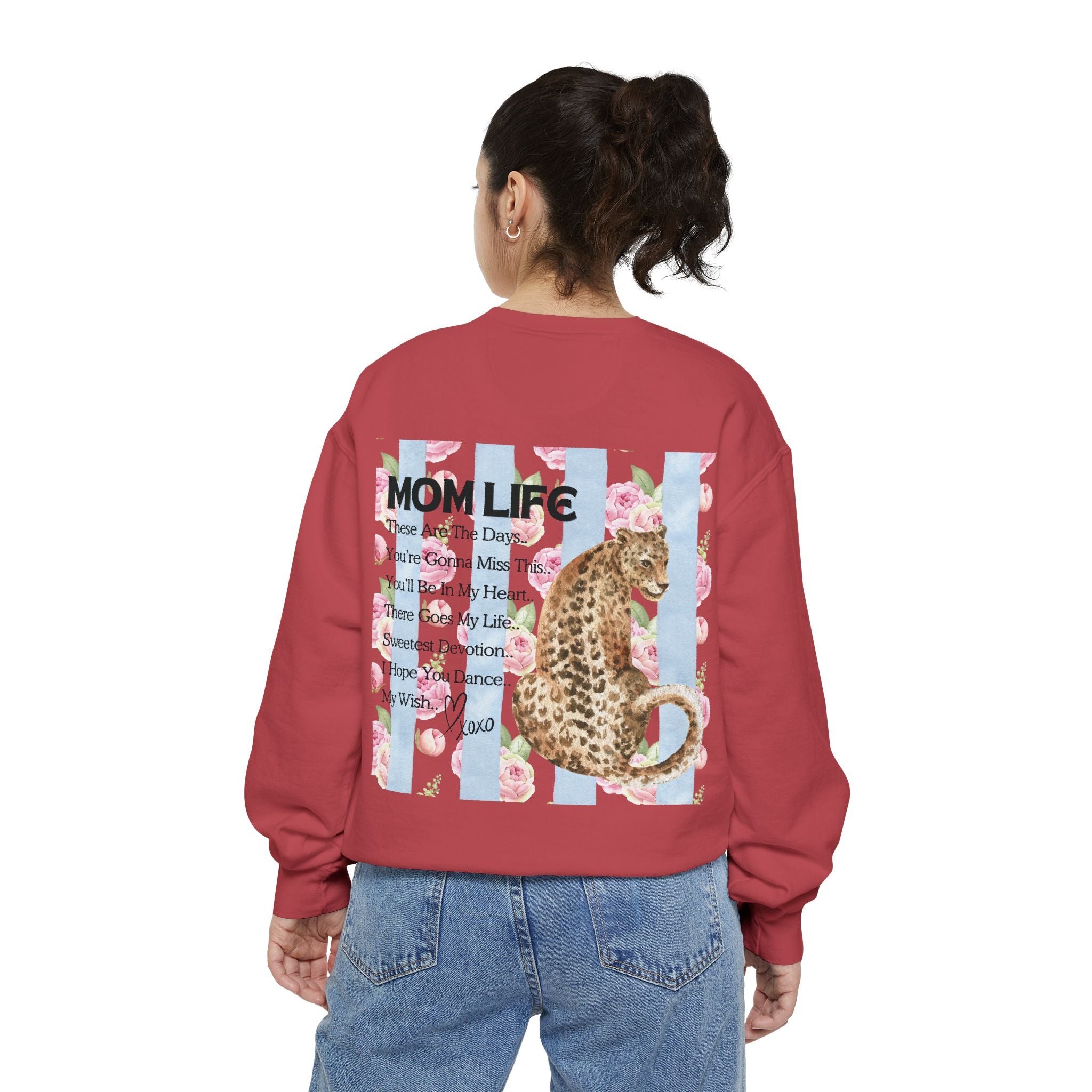 Mom Life Leopard Print Sweatshirt - Floral Striped Song Title Crewneck