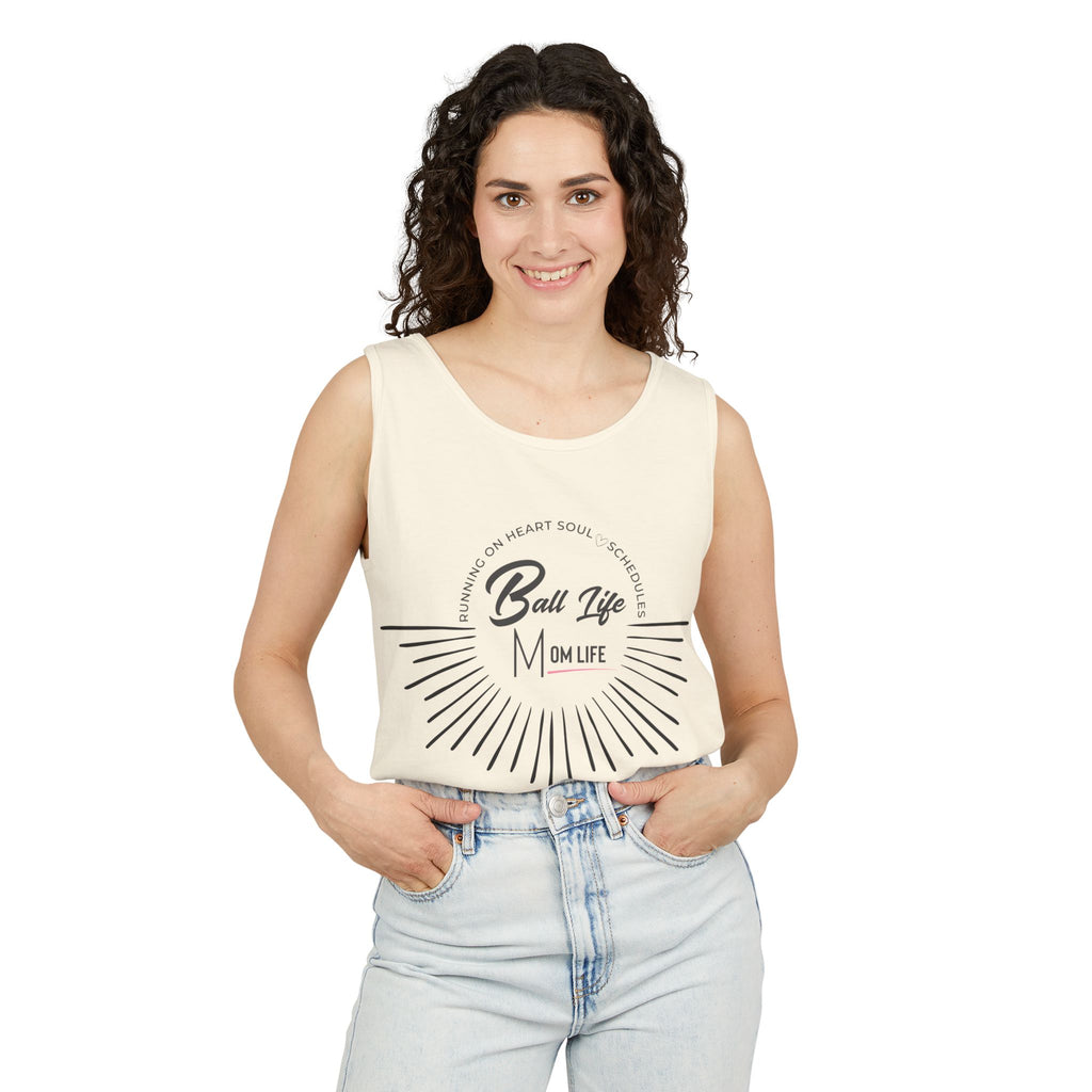 Tank Top — Ball Life Mom Life Retro Sunburst Graphic