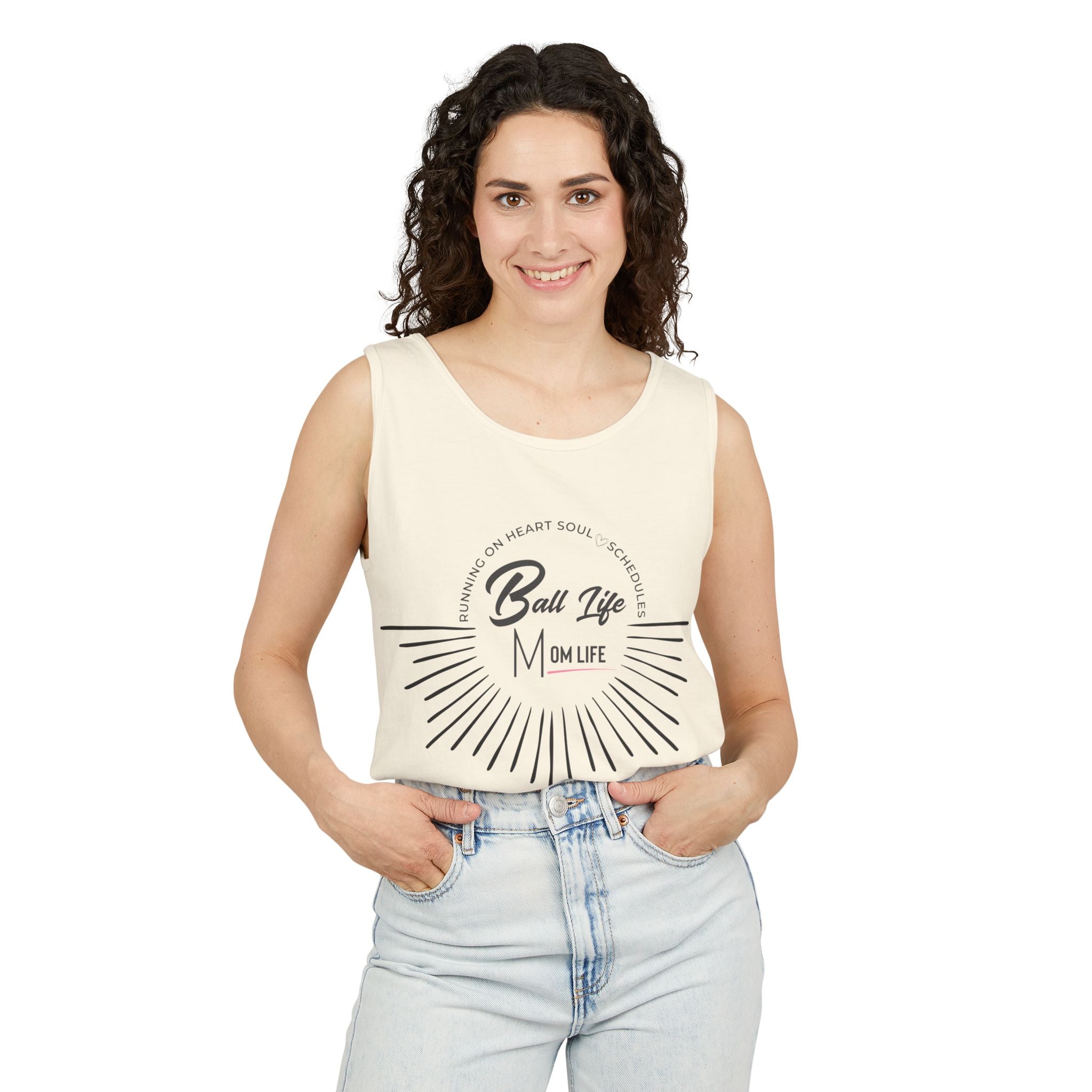 Tank Top — Ball Life Mom Life Retro Sunburst Graphic
